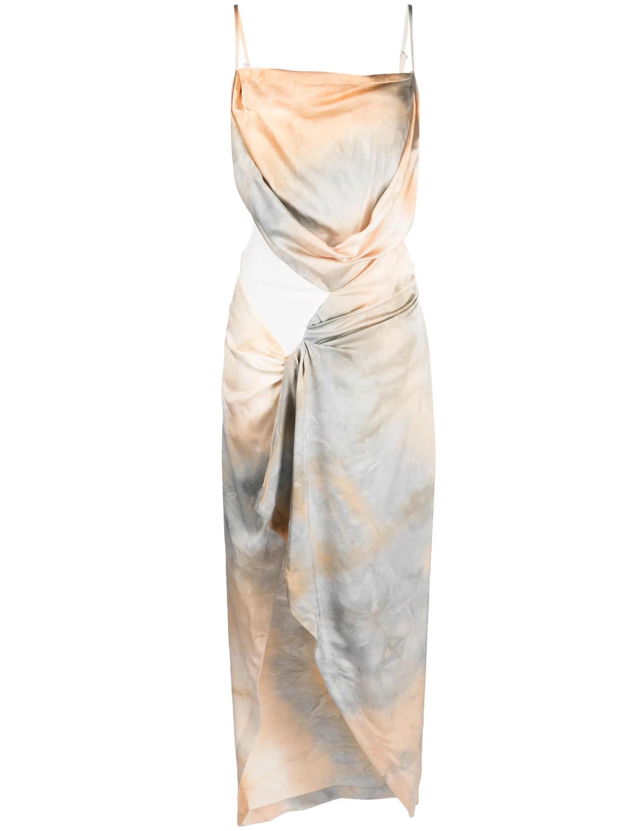 tie-dye draped slip dress