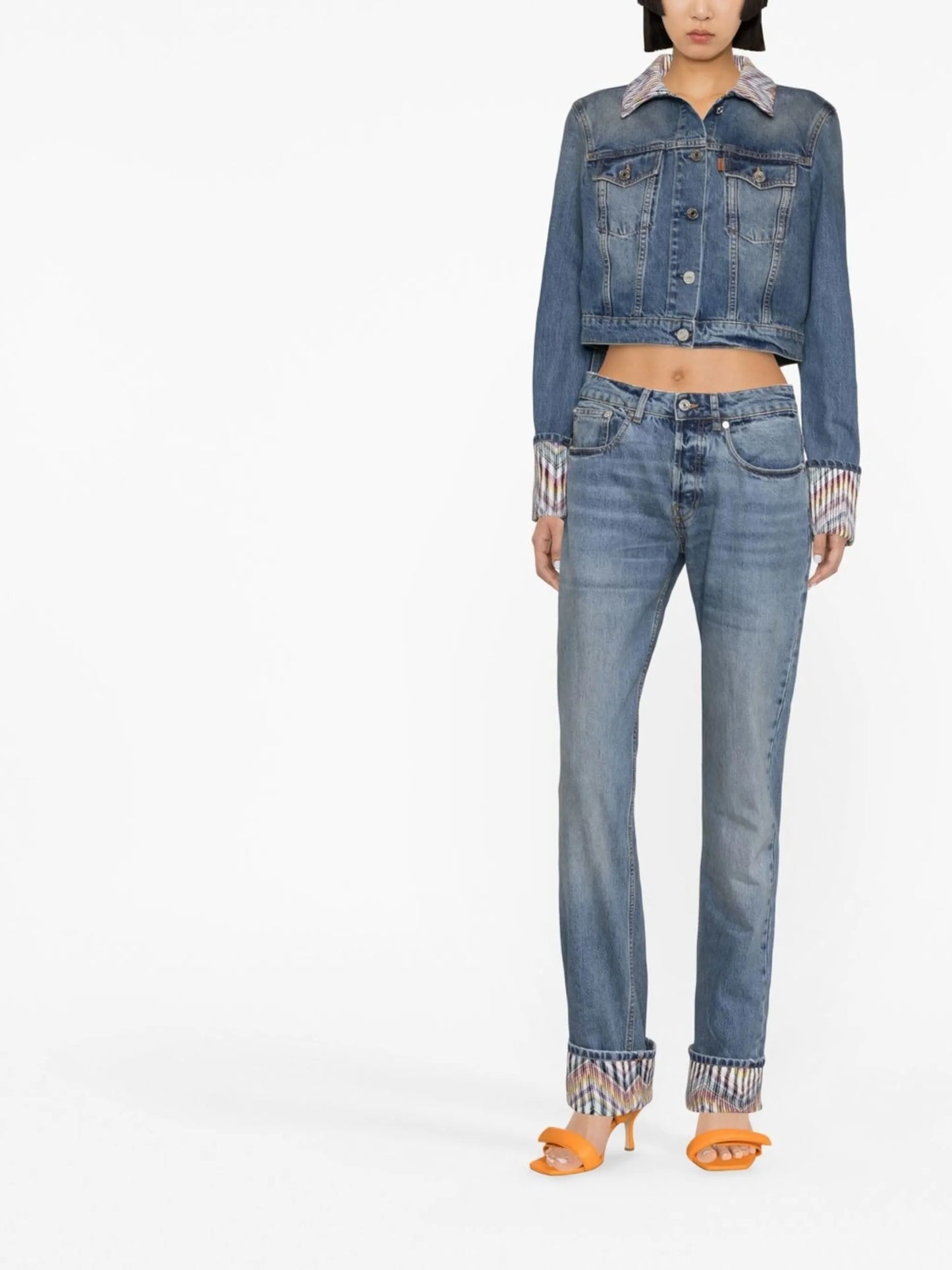 zigzag knit detail jeans