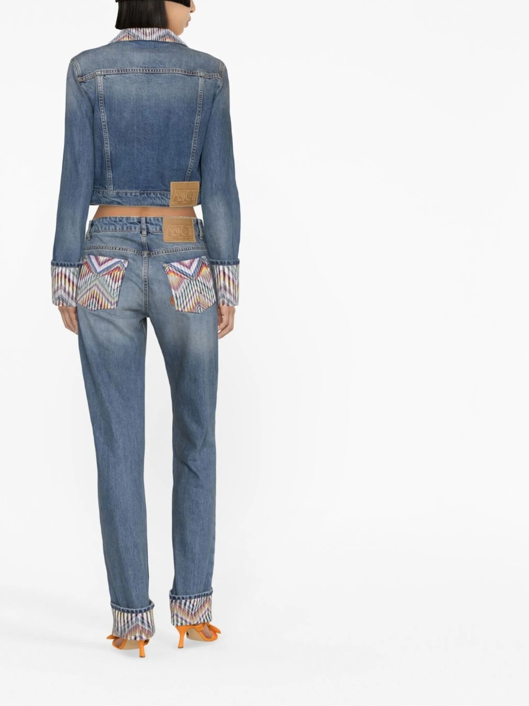 zigzag knit detail jeans