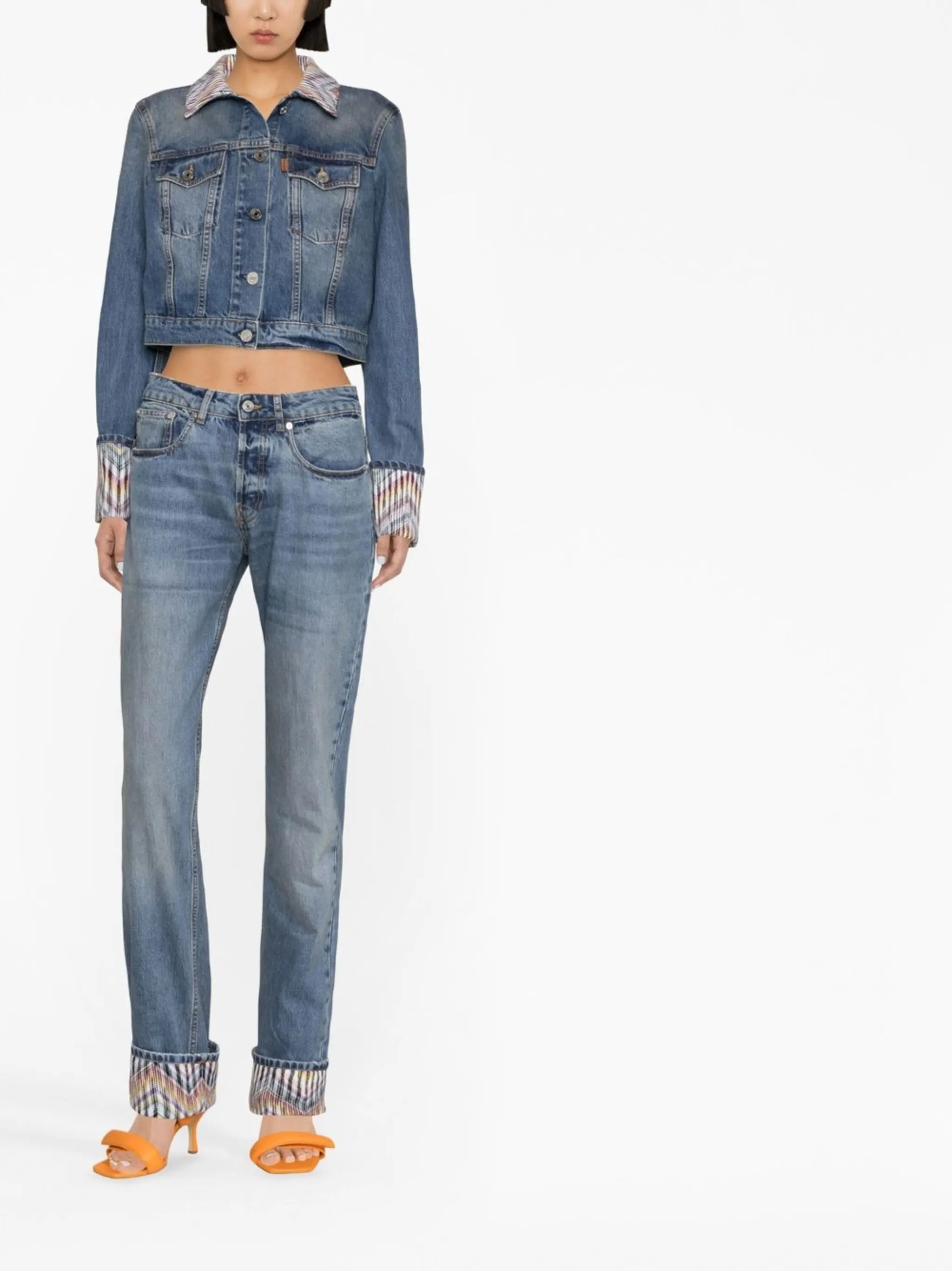 zig-zag trim denim jacket