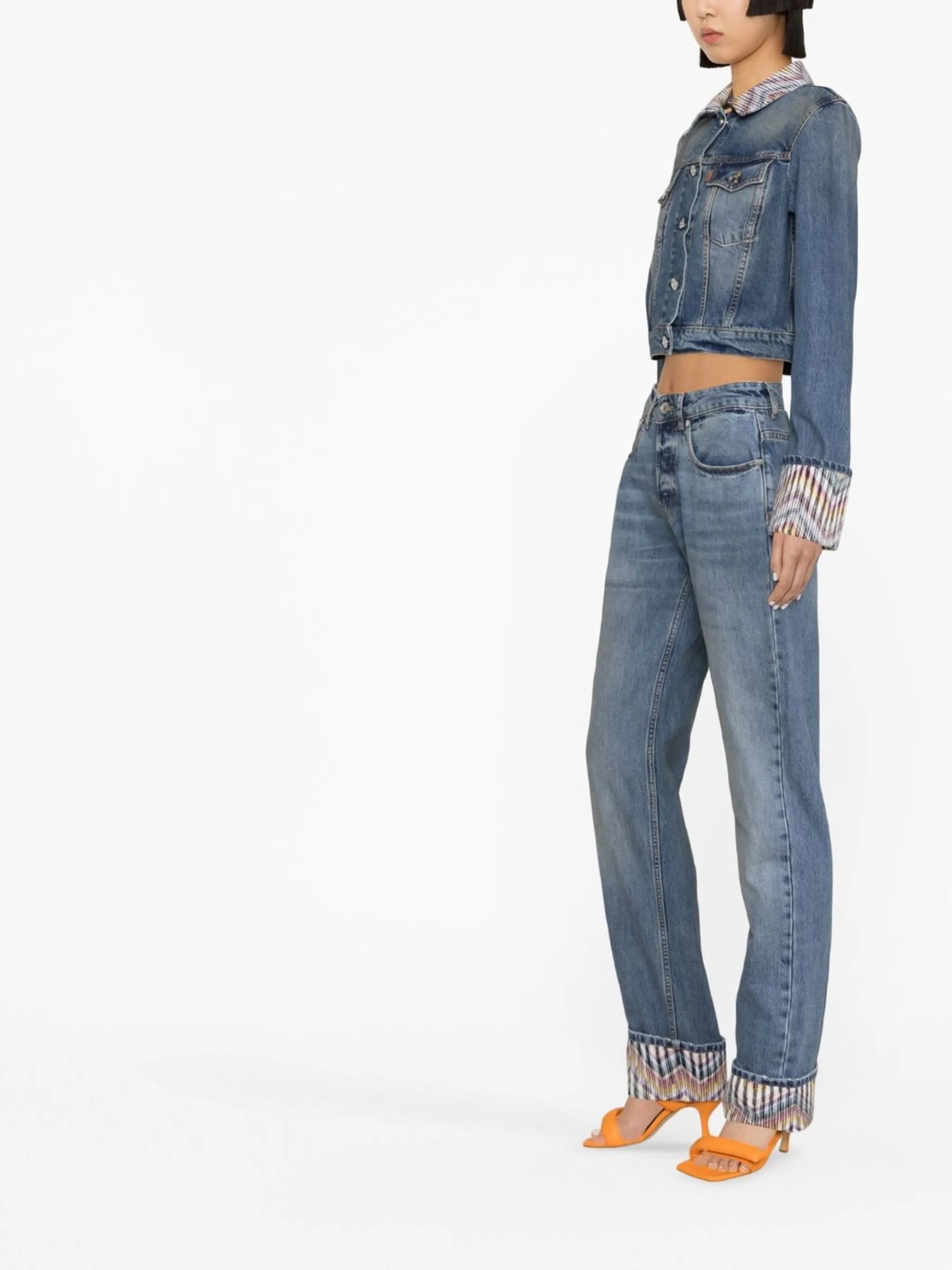 zig-zag trim denim jacket