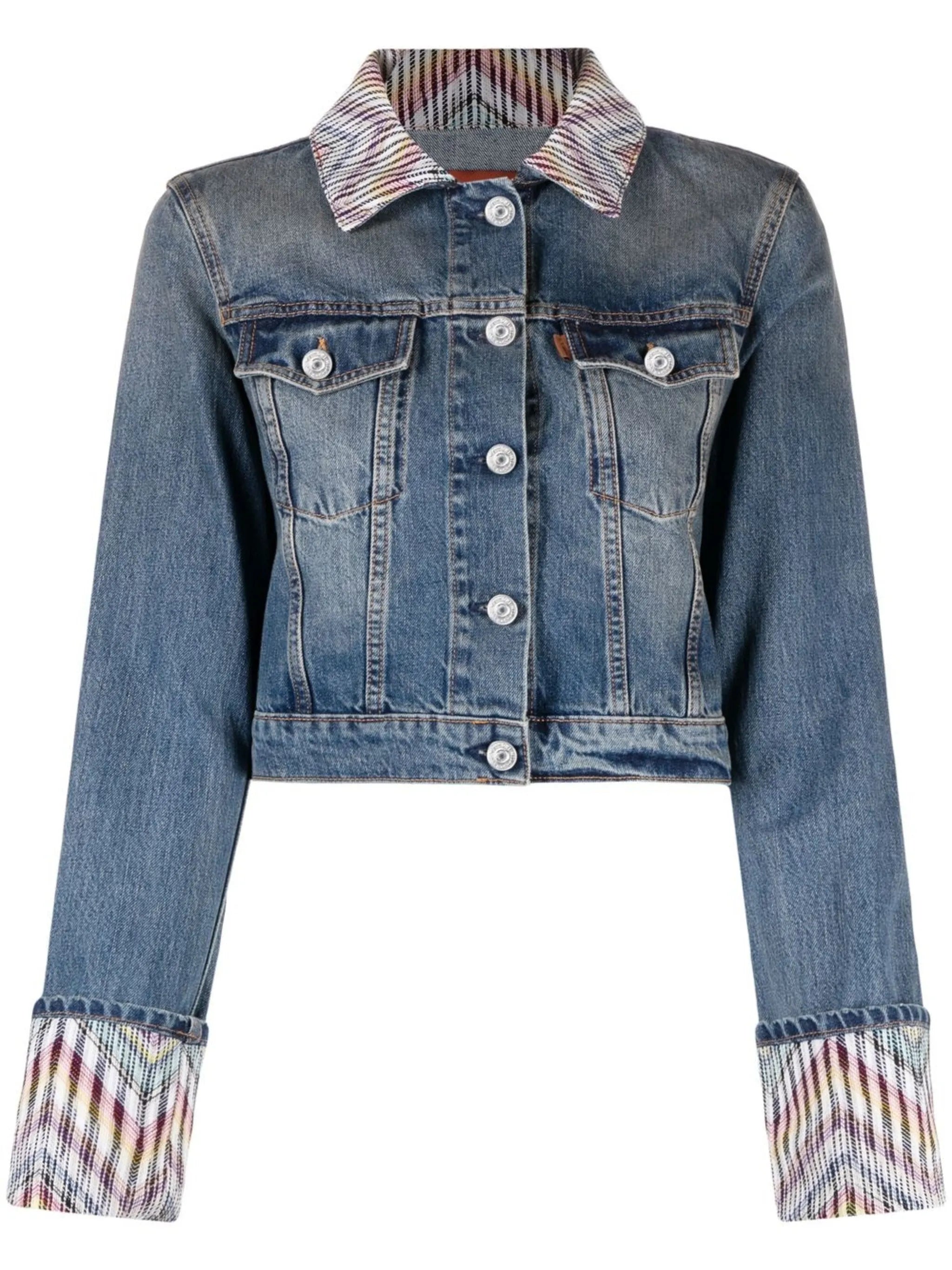 zig-zag trim denim jacket