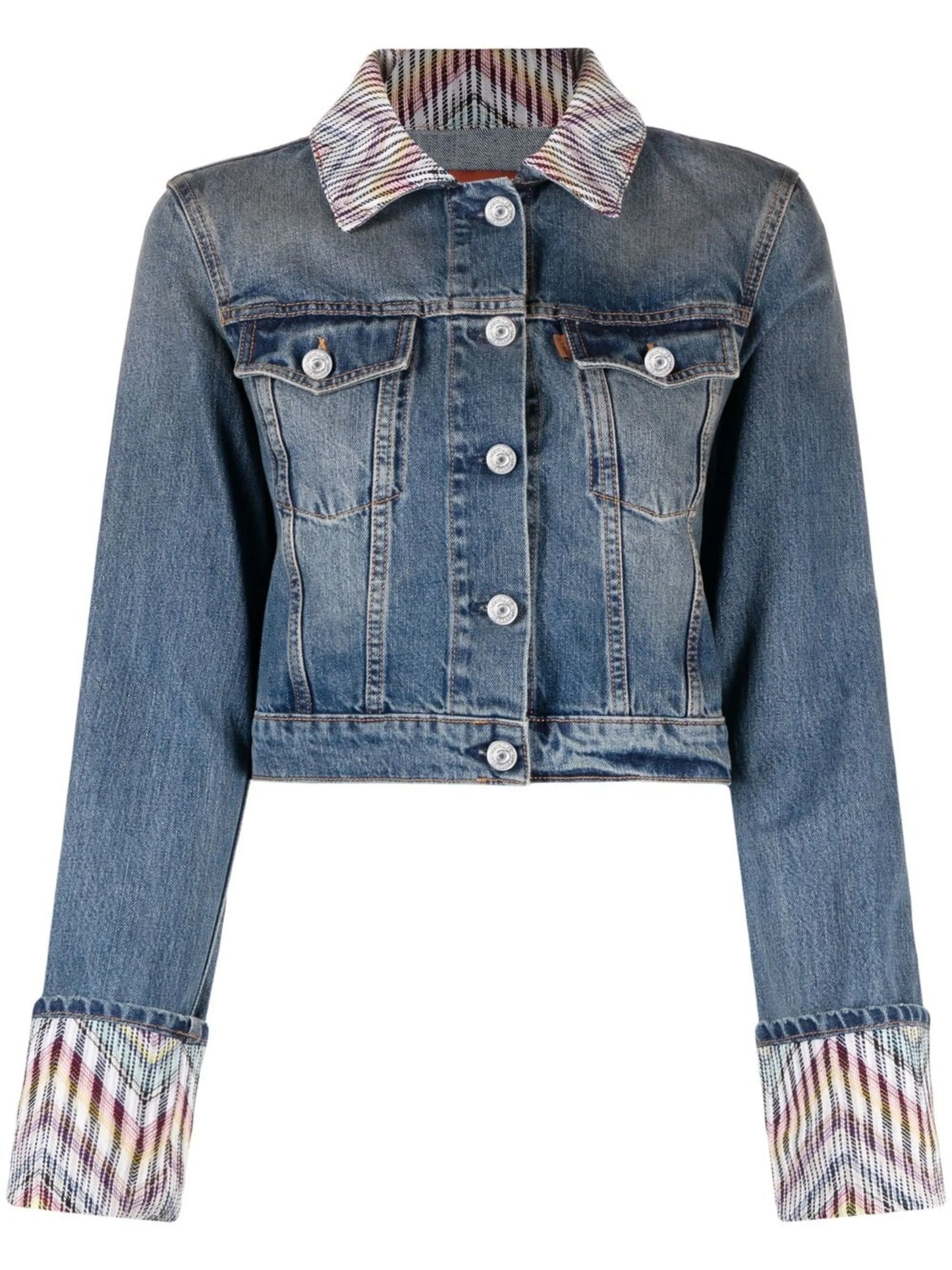 zig-zag trim denim jacket