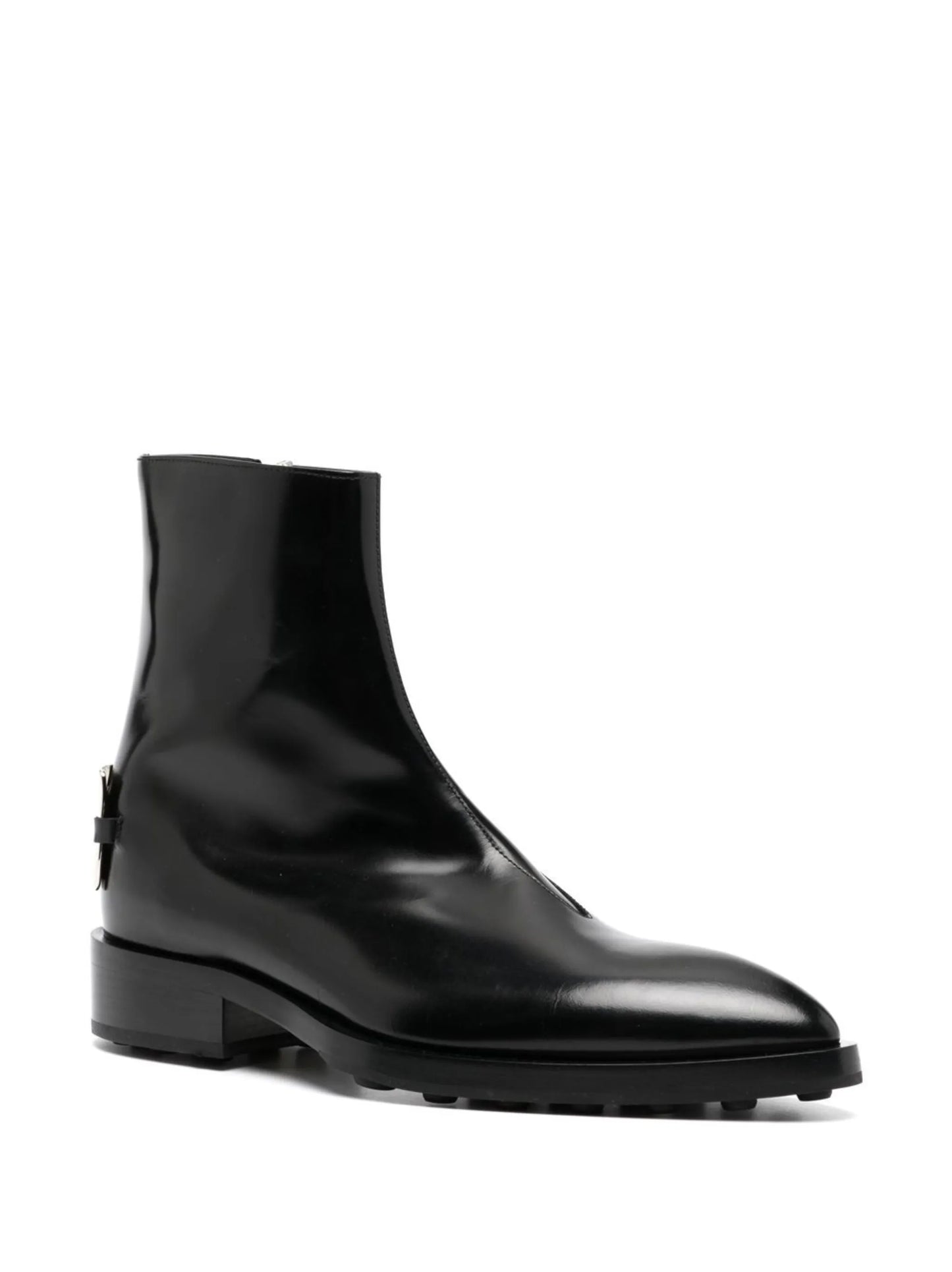 logo-plaque leather boots