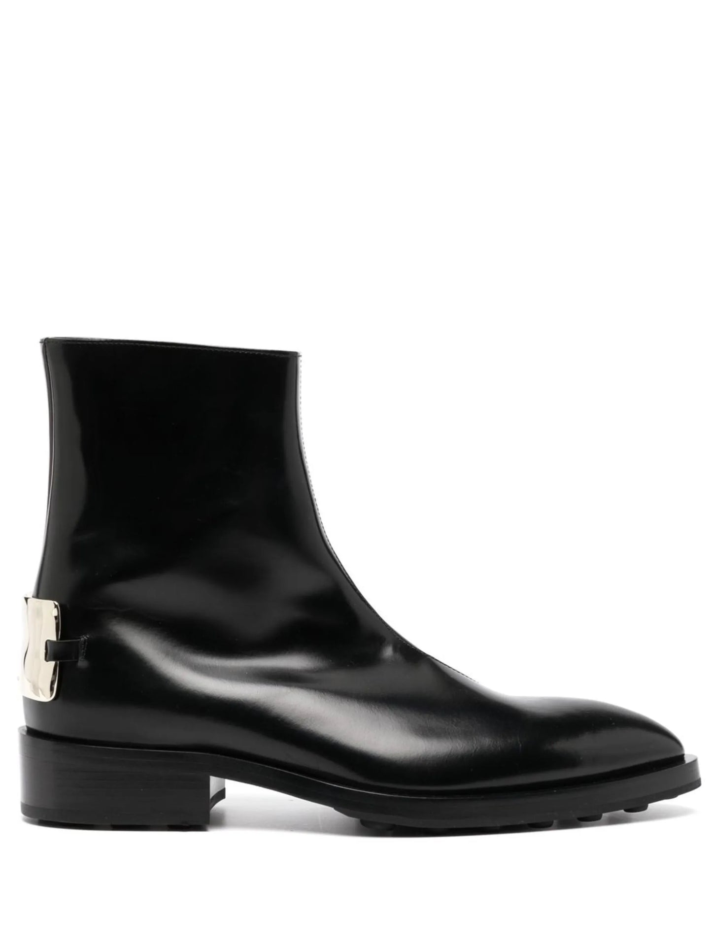logo-plaque leather boots