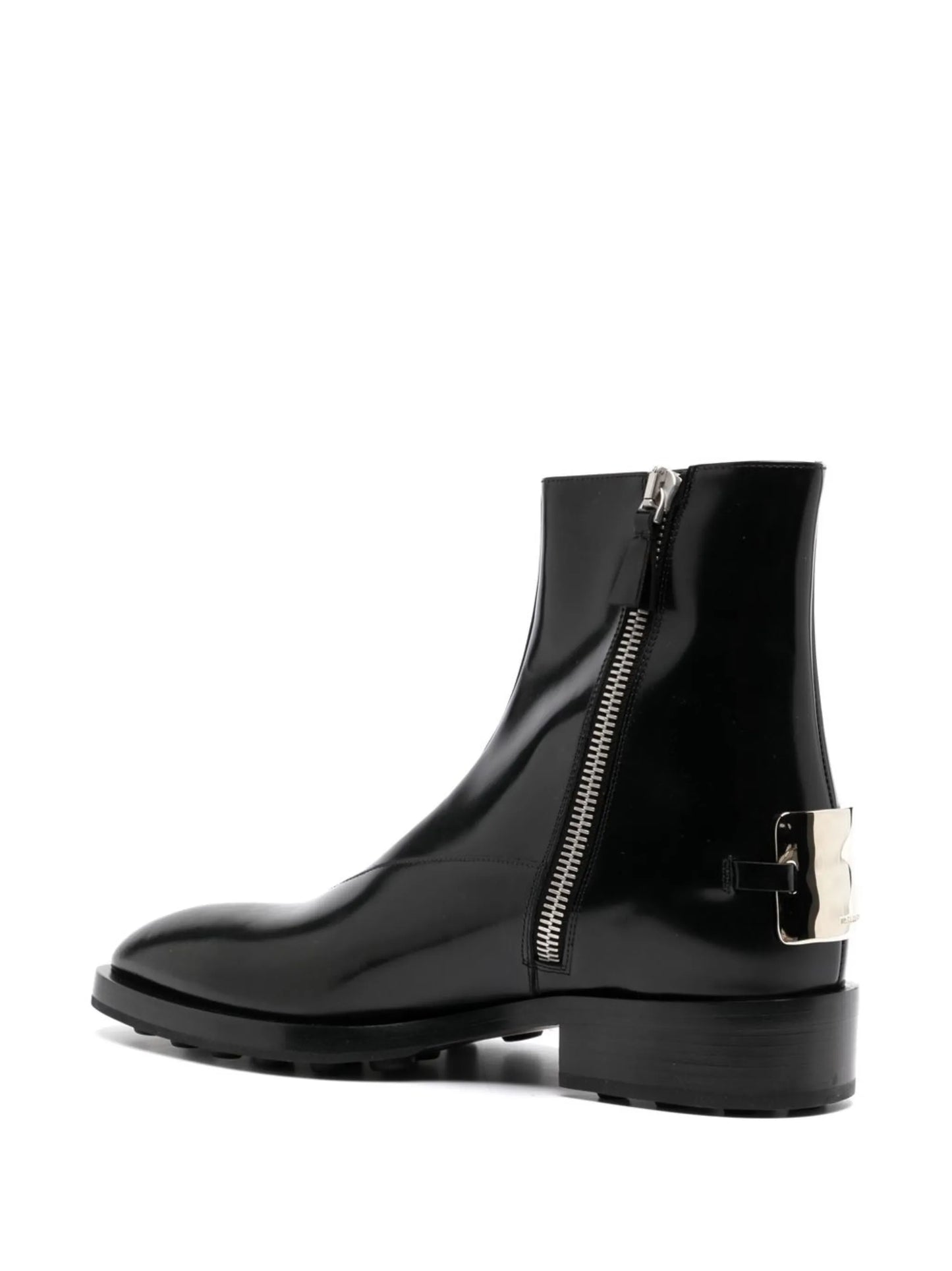 logo-plaque leather boots
