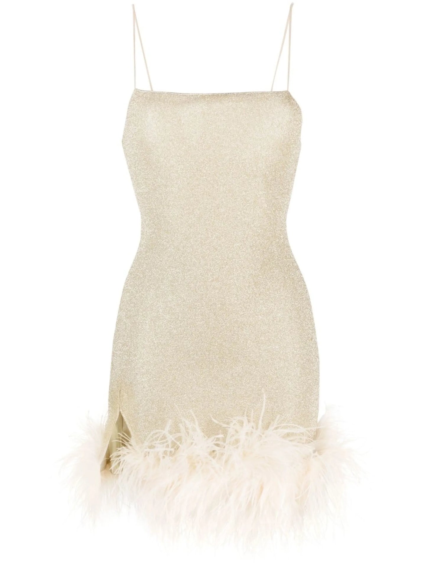 glittered feather-trim dress
