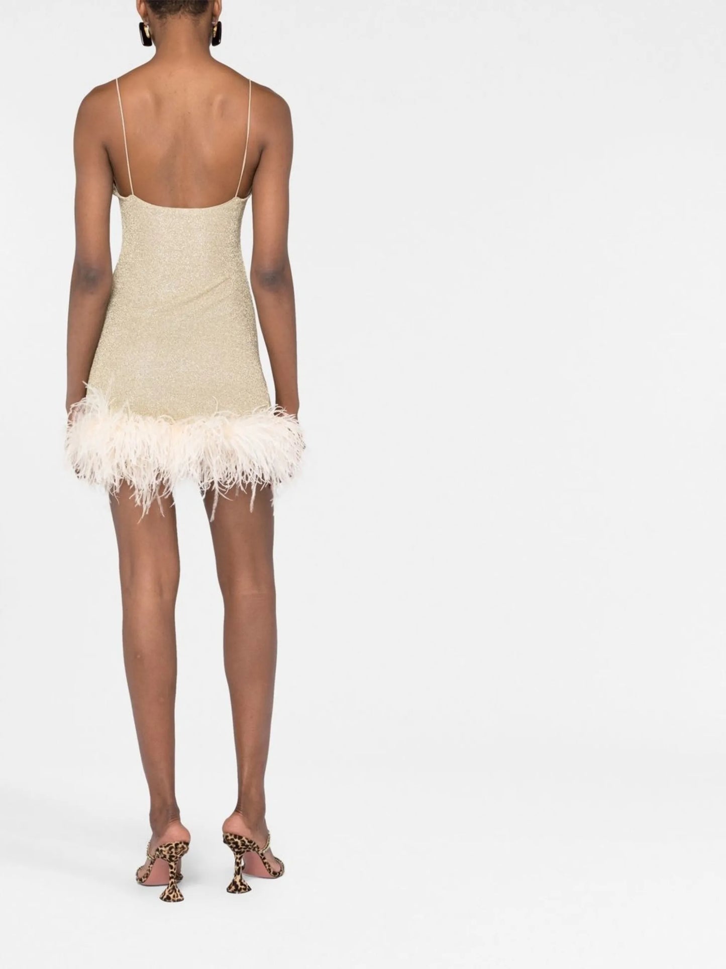 glittered feather-trim dress