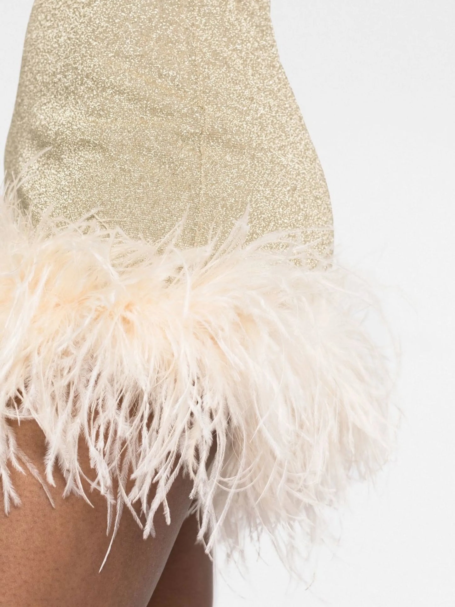 glittered feather-trim dress