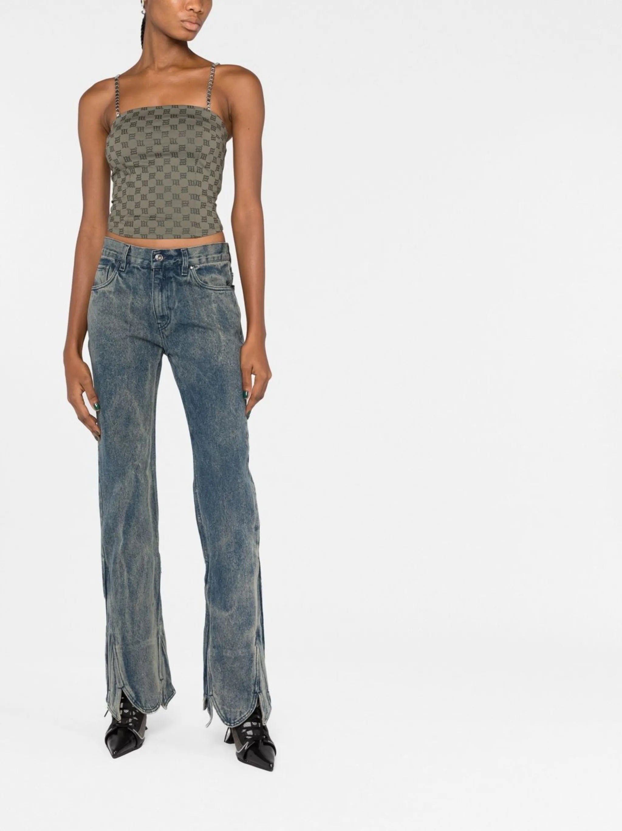 monogram-pattern top