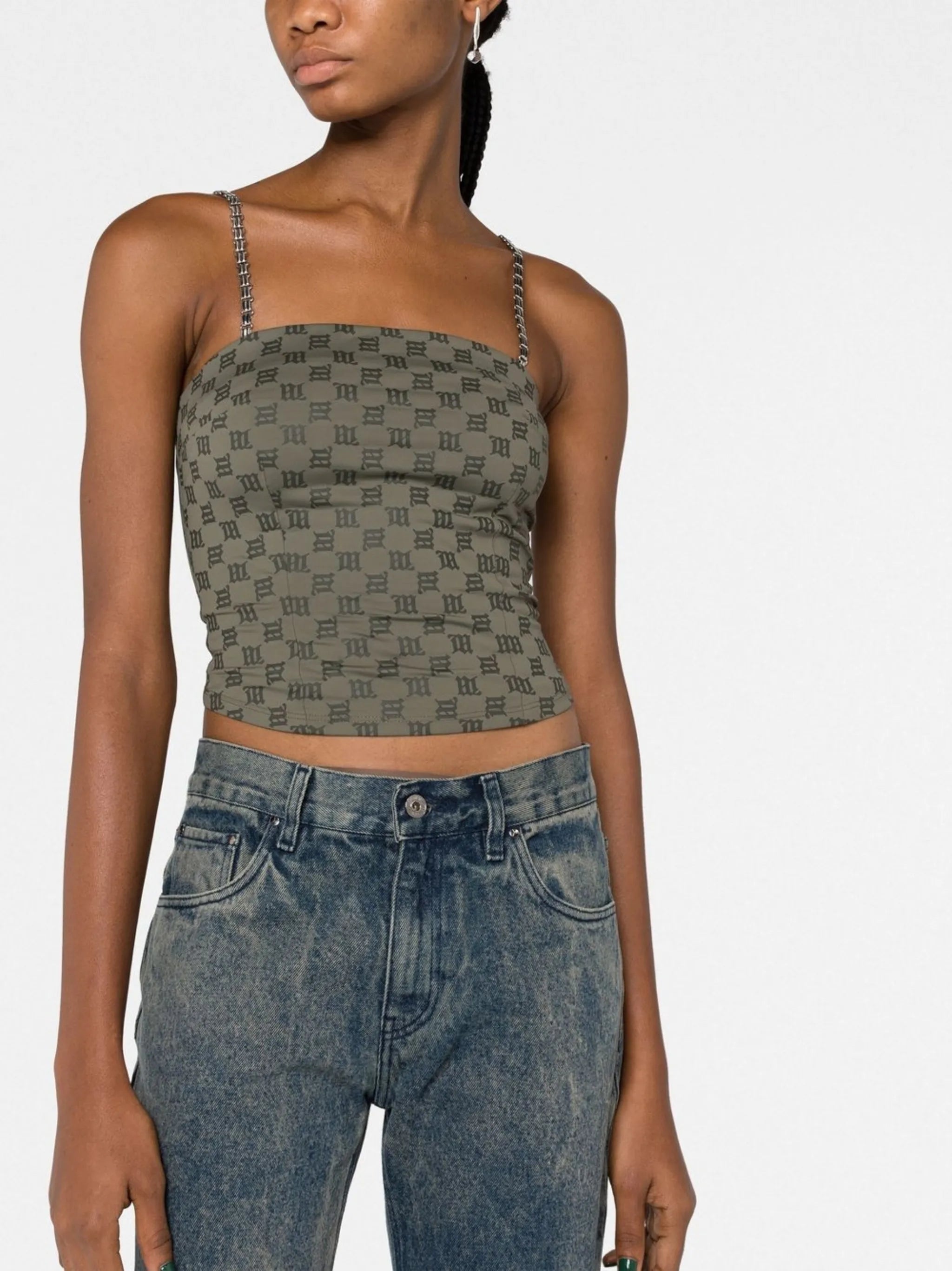 monogram-pattern top