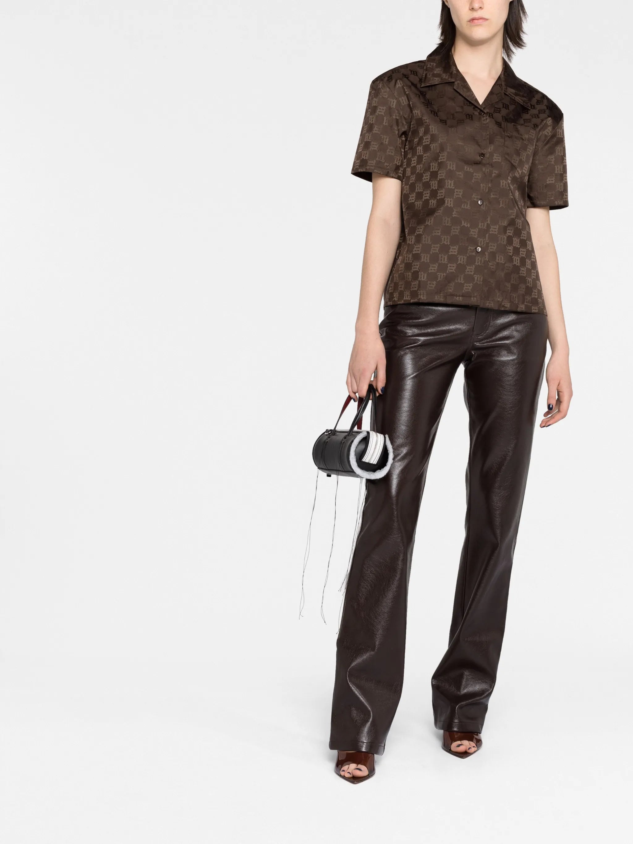monogram-jacquard short-sleeve shirt