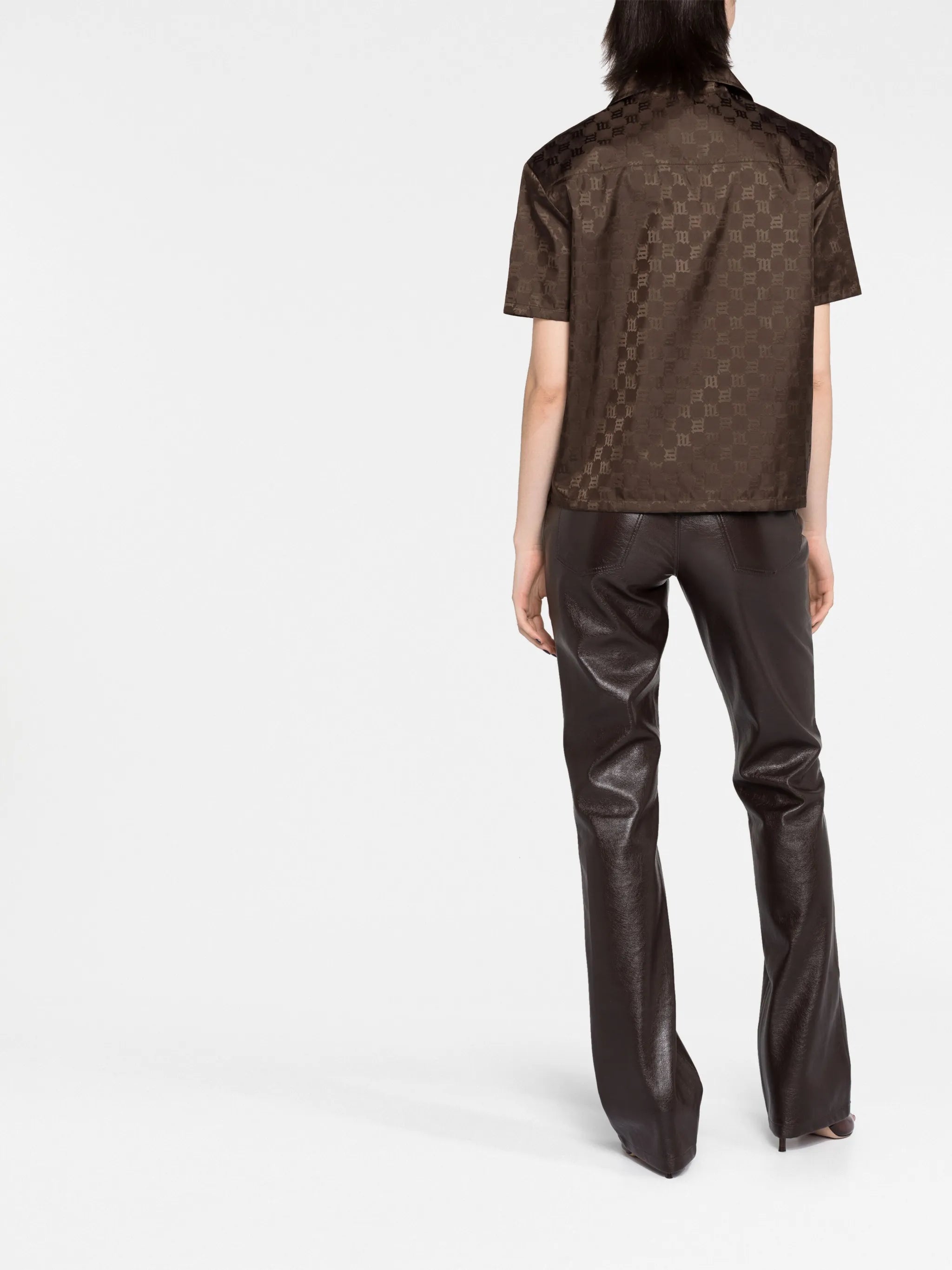 monogram-jacquard short-sleeve shirt