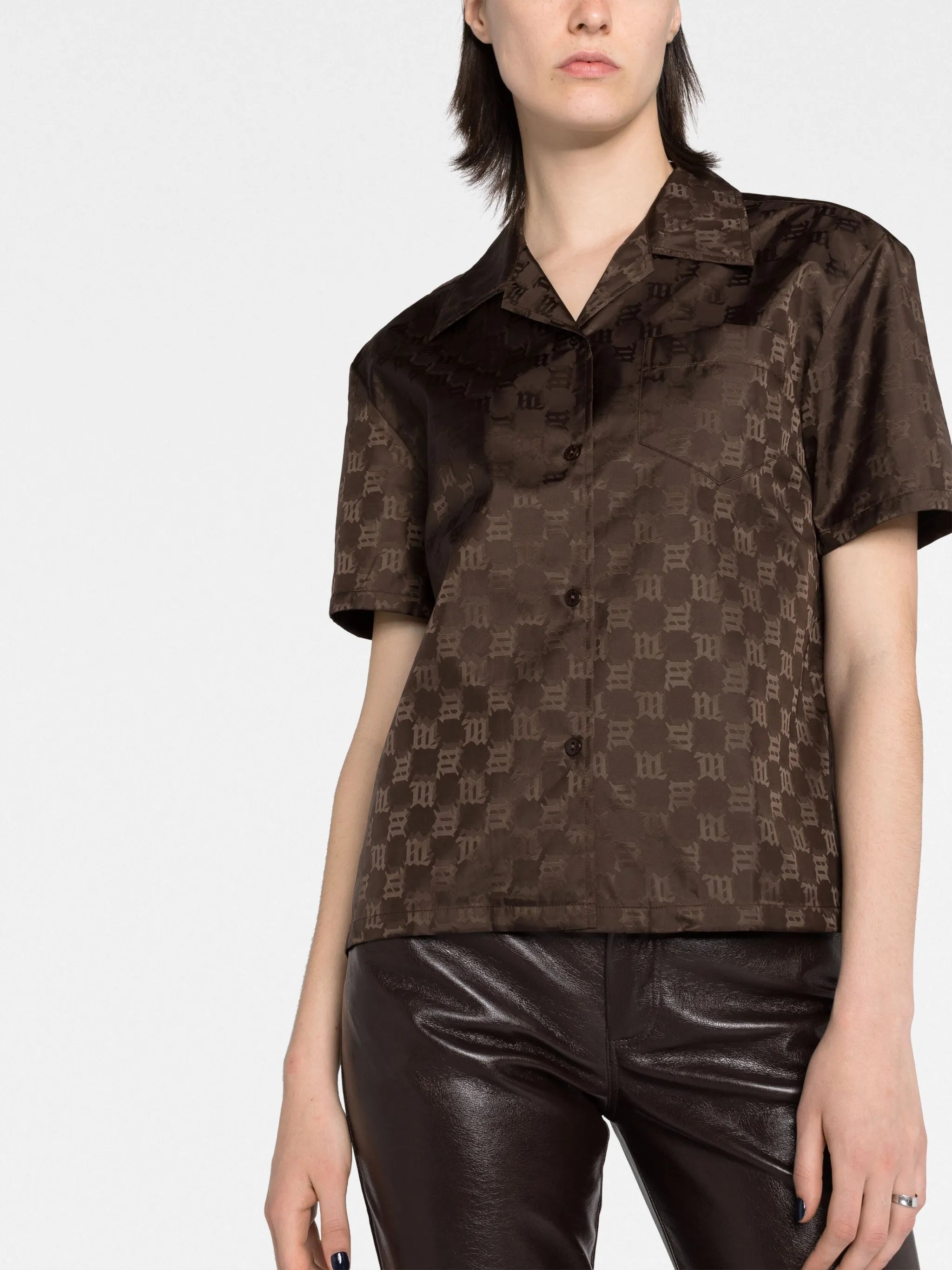 monogram-jacquard short-sleeve shirt