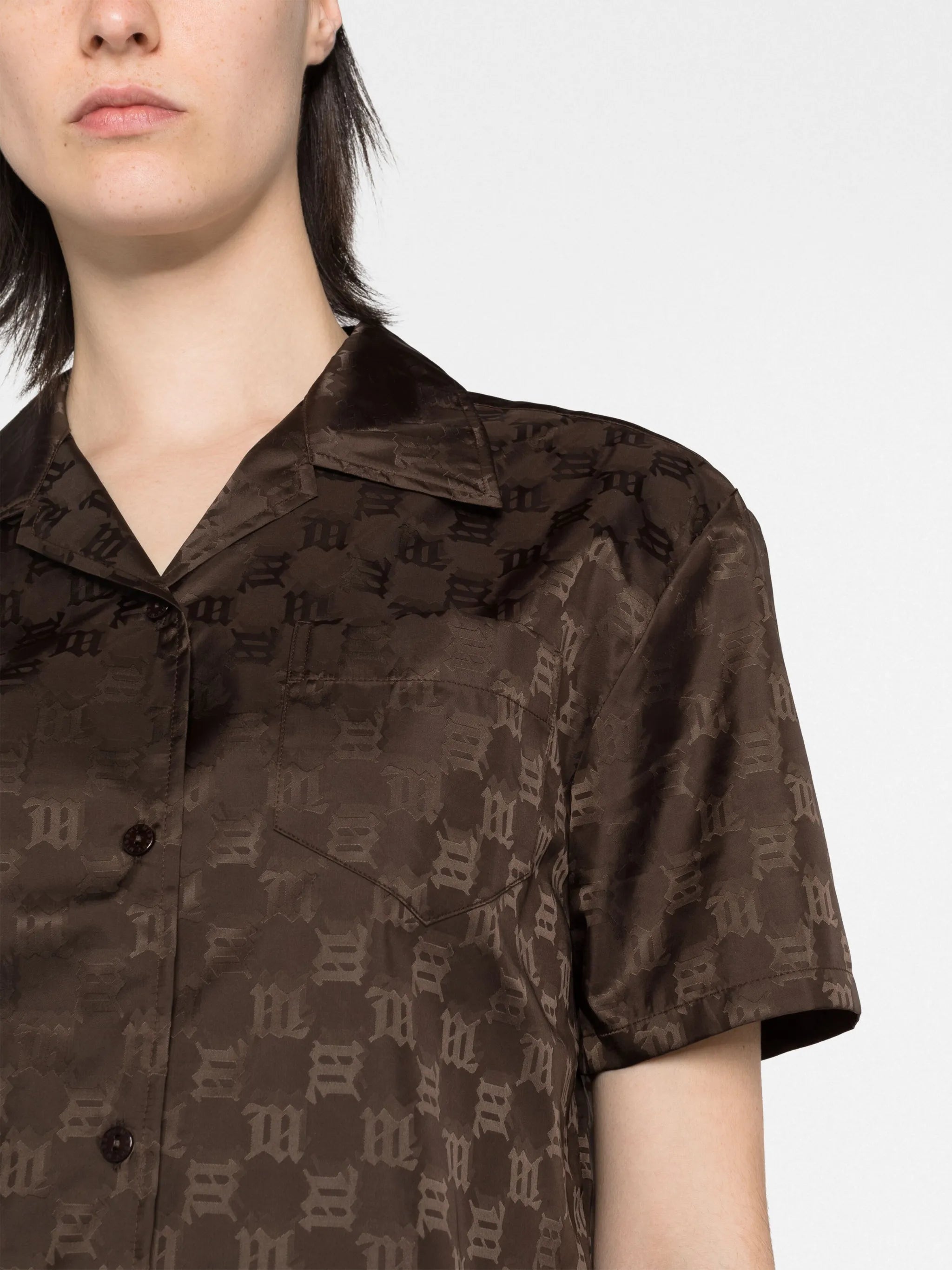 monogram-jacquard short-sleeve shirt