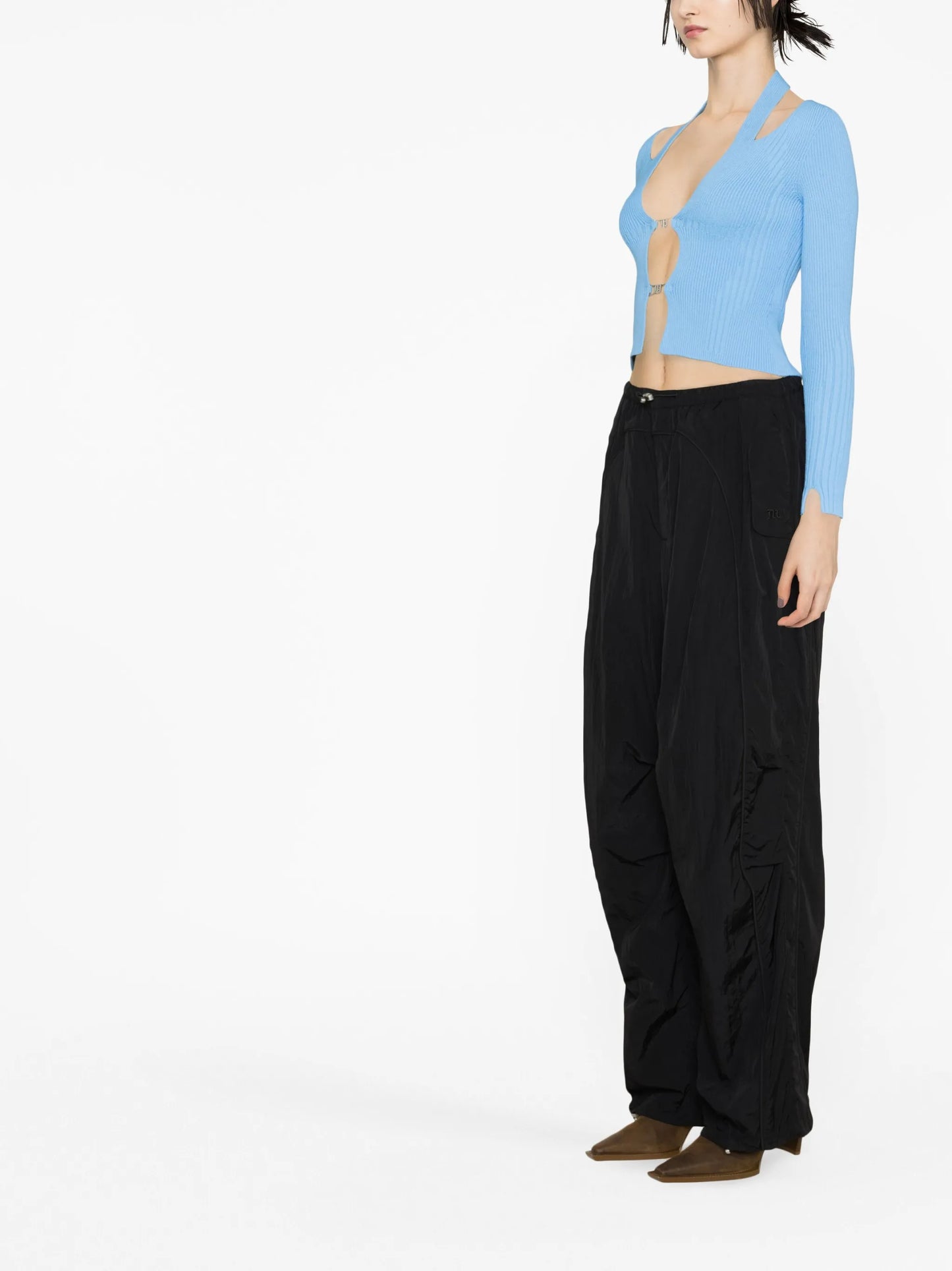 cold-shoulder cropped cardigan