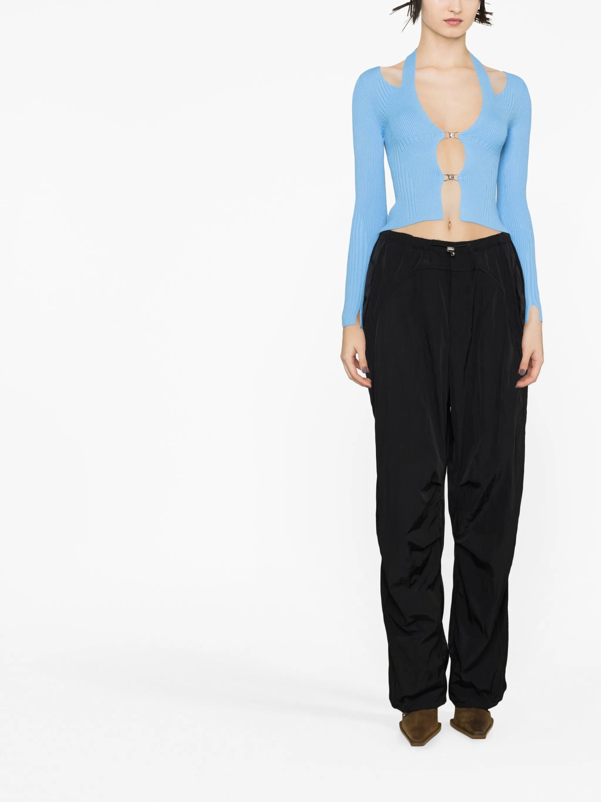 cold-shoulder cropped cardigan