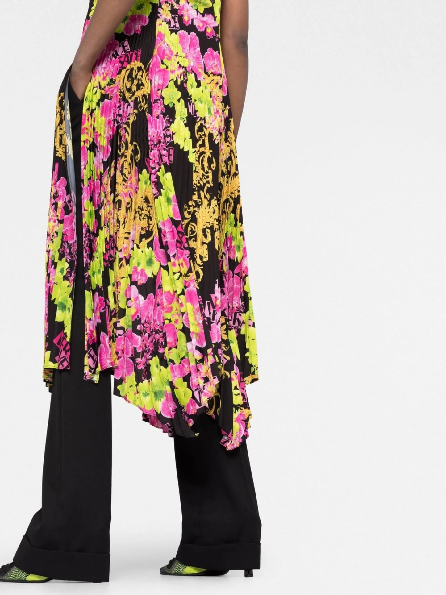 Logo Orchid-print midi dress