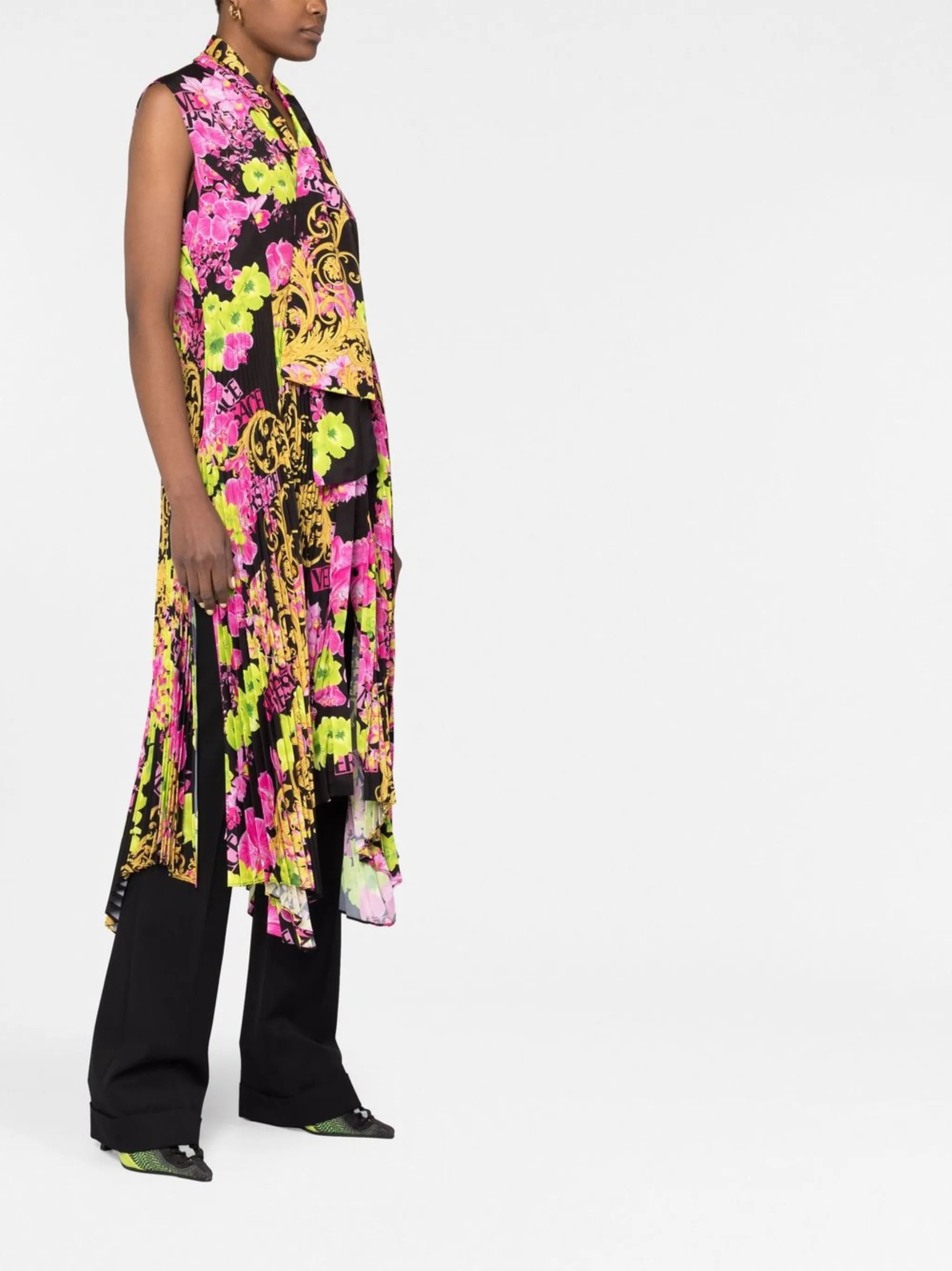 Logo Orchid-print midi dress