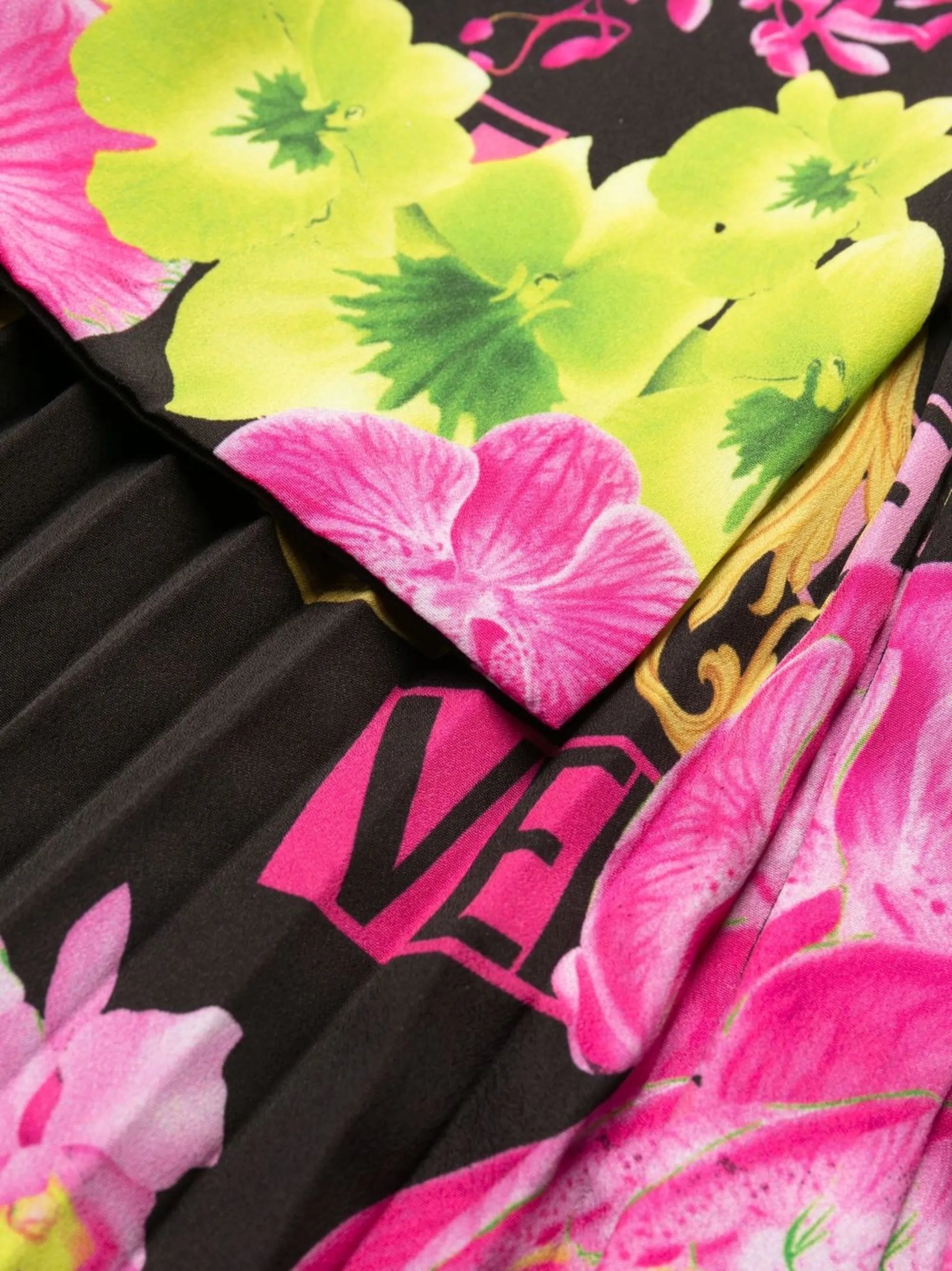 Logo Orchid-print midi dress