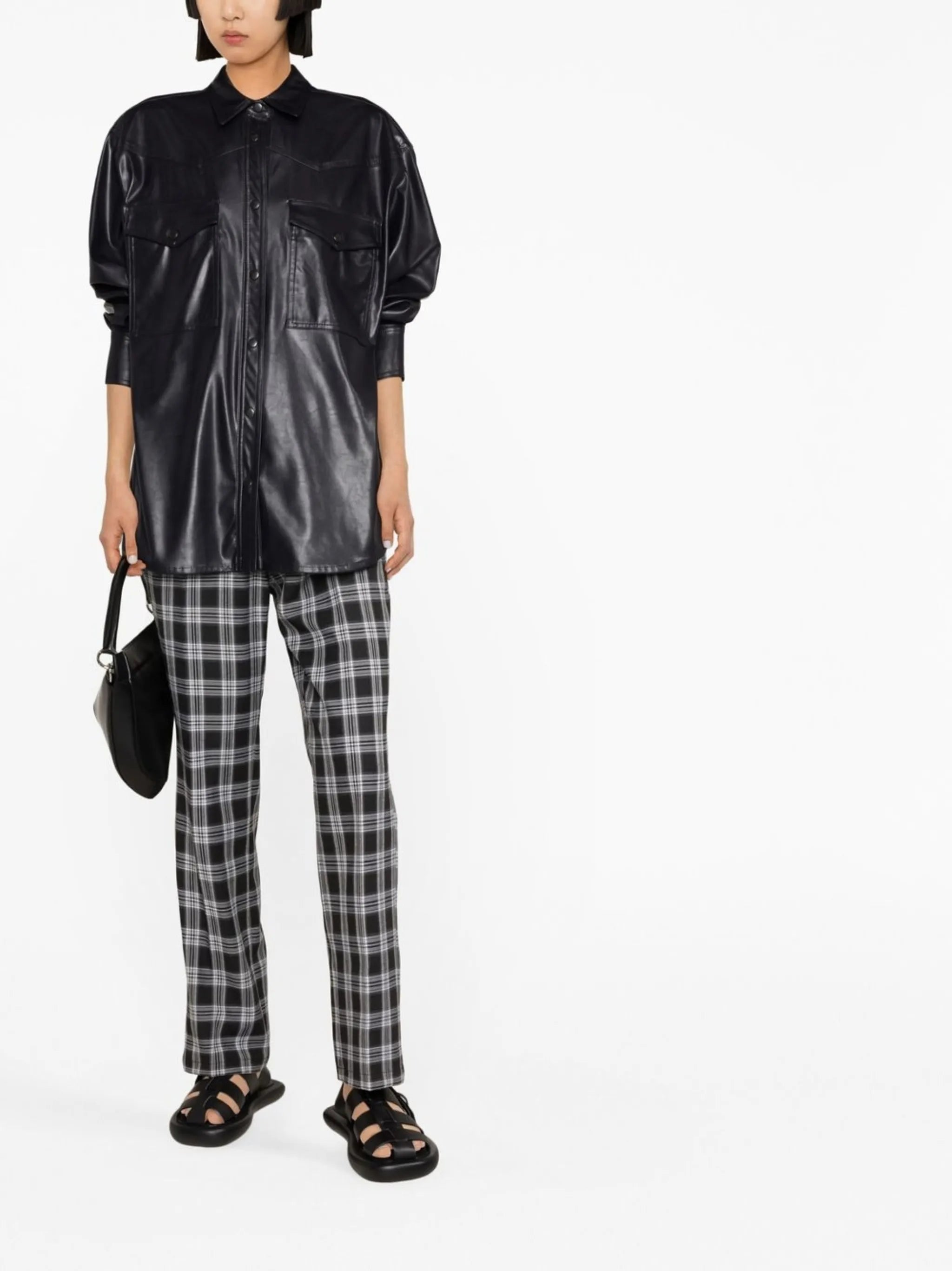 polished-finish short-sleeve shirt