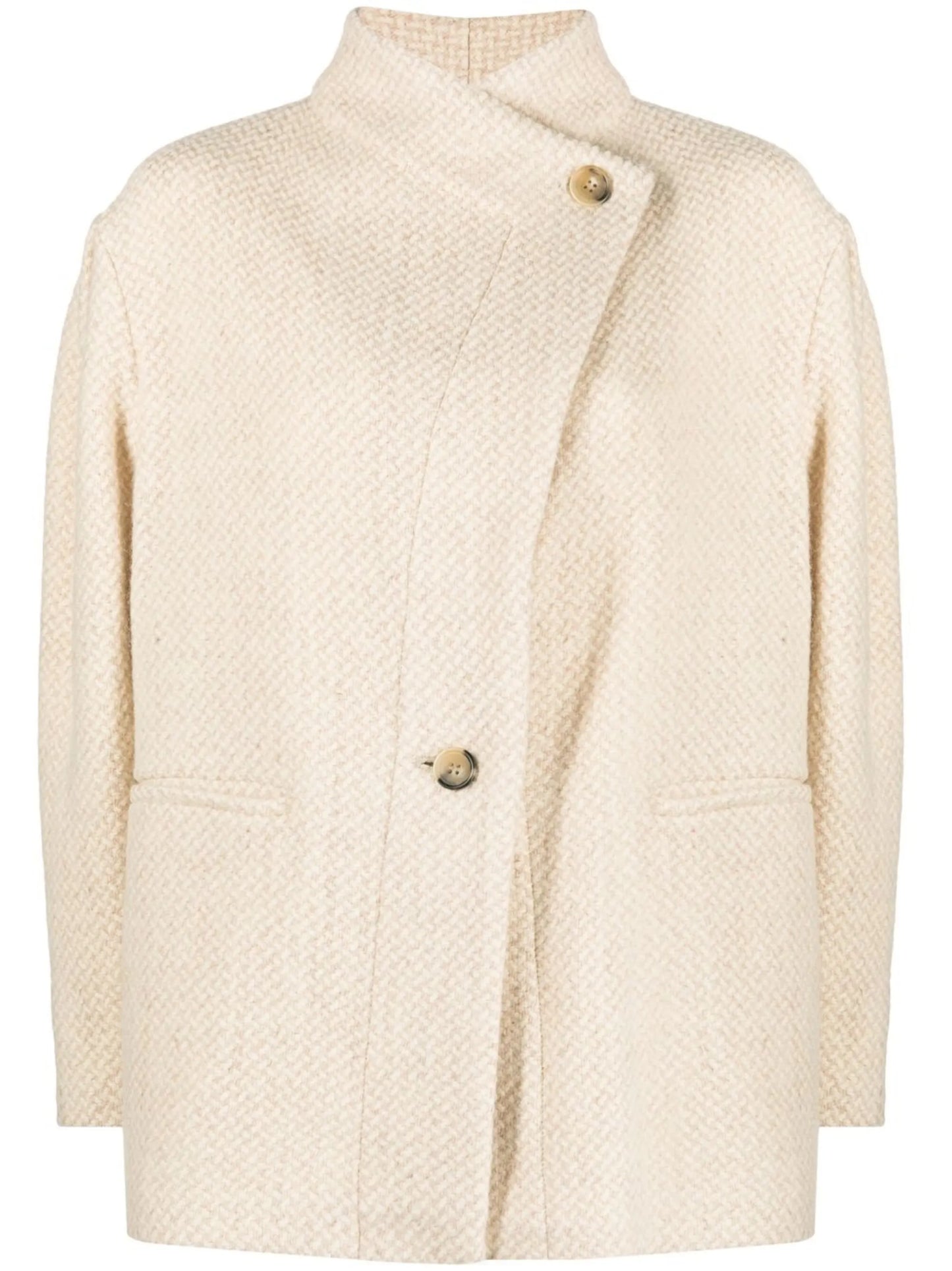 off-centre buttoning tweed jacket
