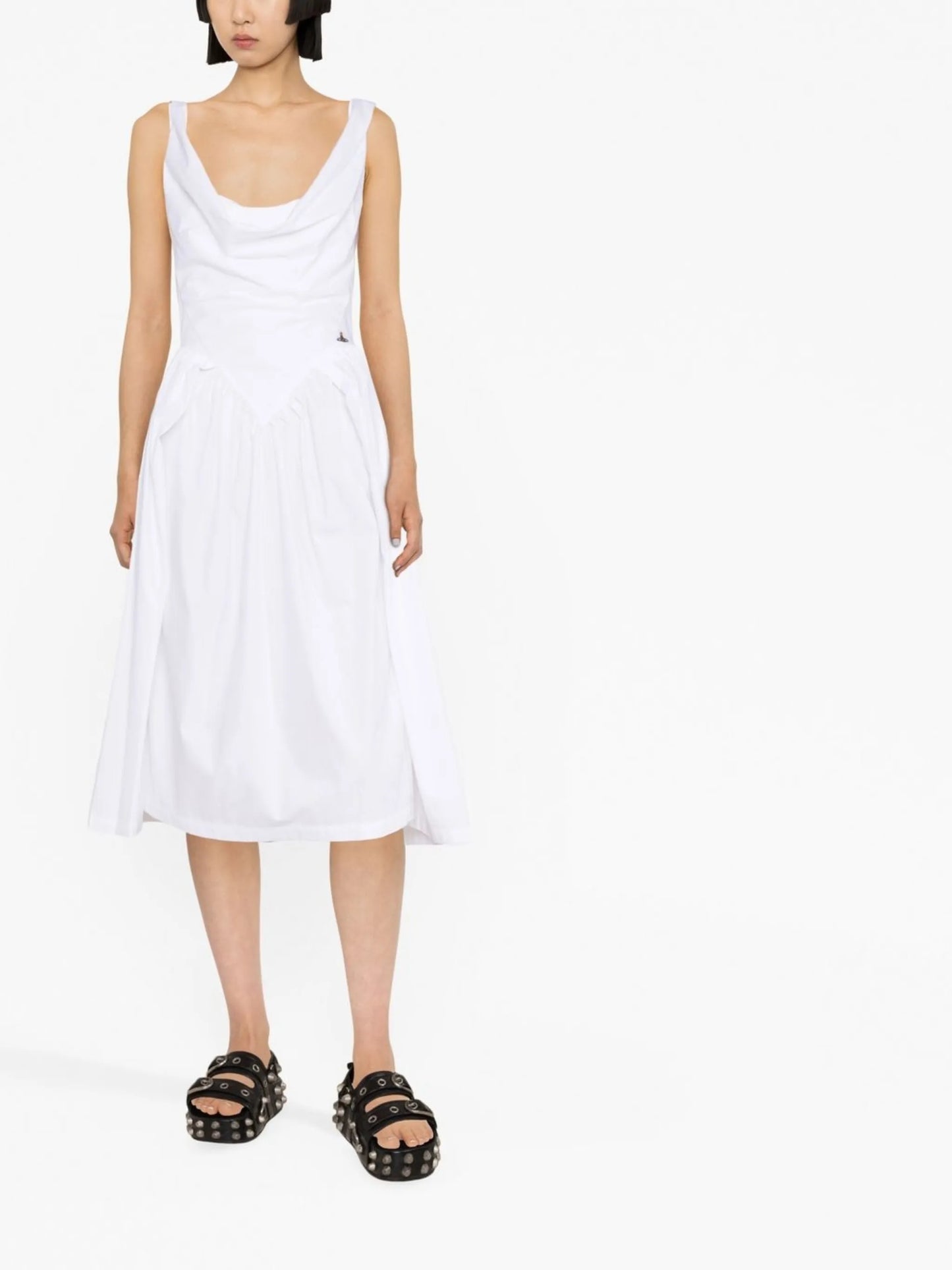 Sunday cowl-neck cotton midi dress