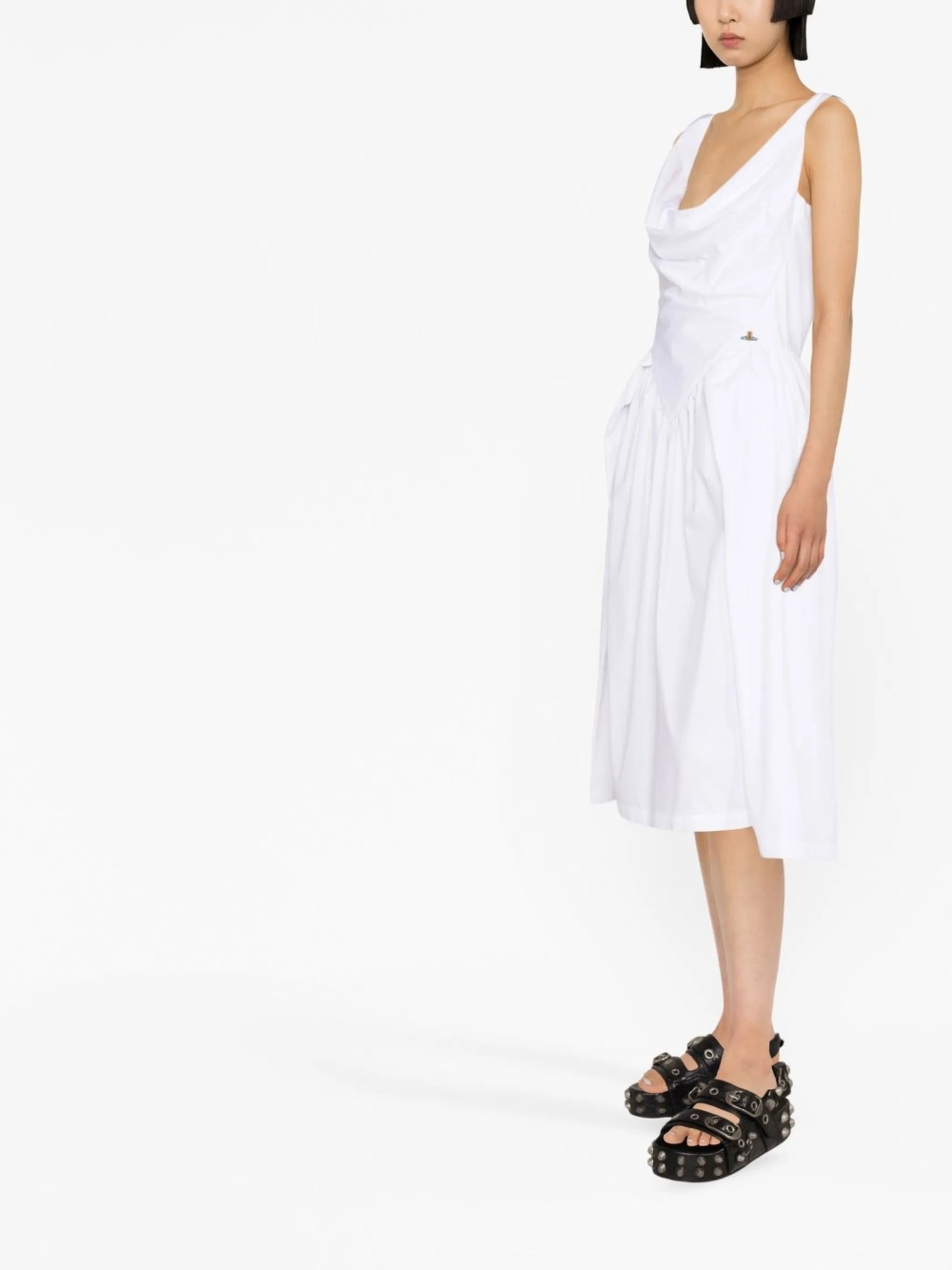 Sunday cowl-neck cotton midi dress