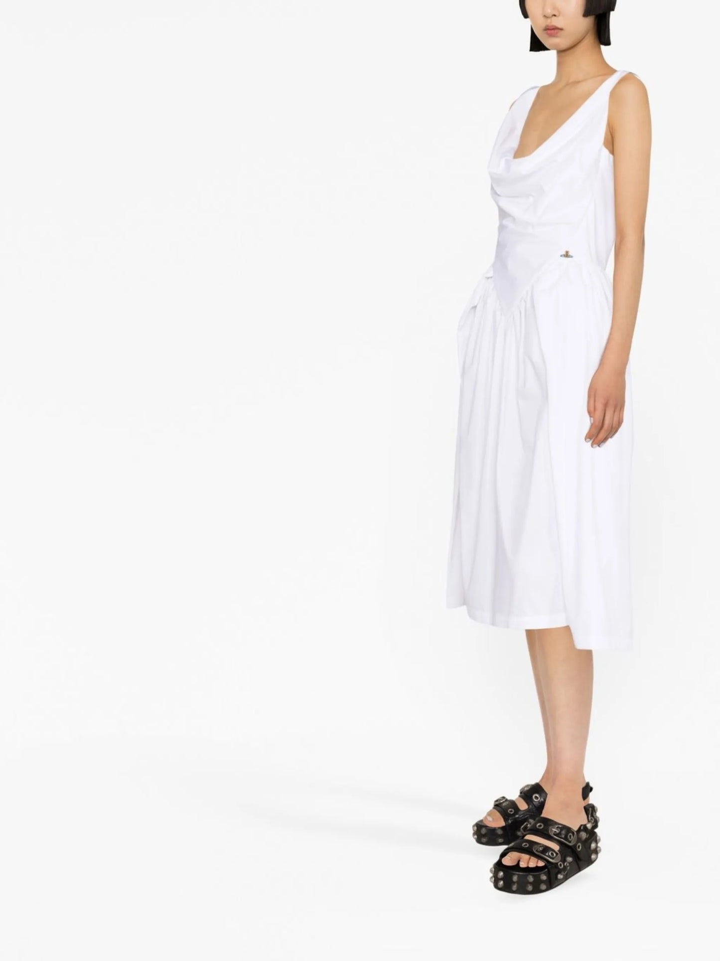 Sunday cowl-neck cotton midi dress