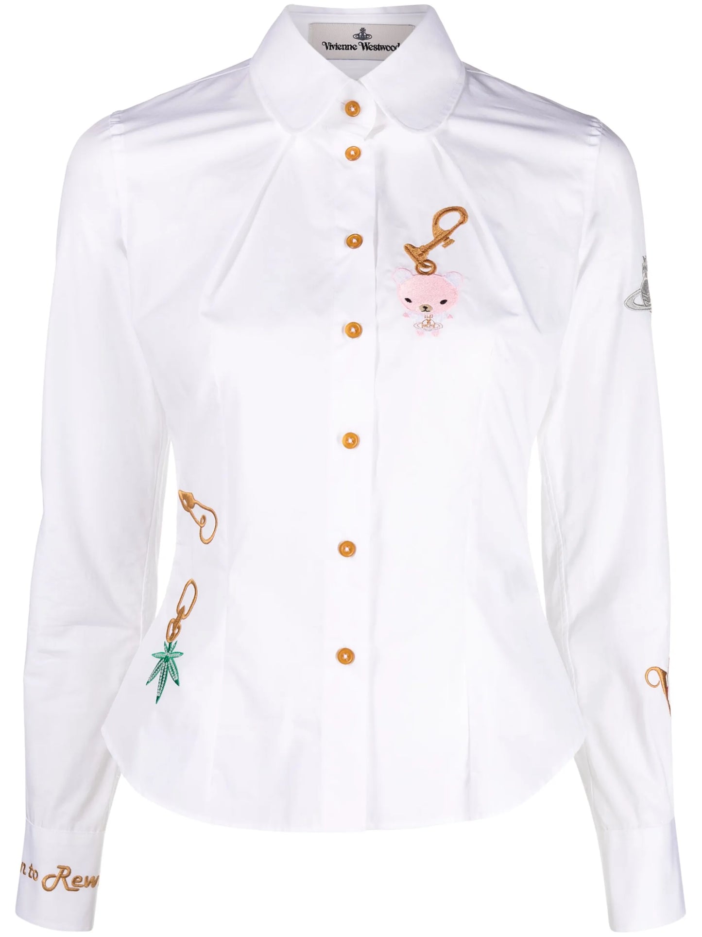 embroidered-design long-sleeve shirt
