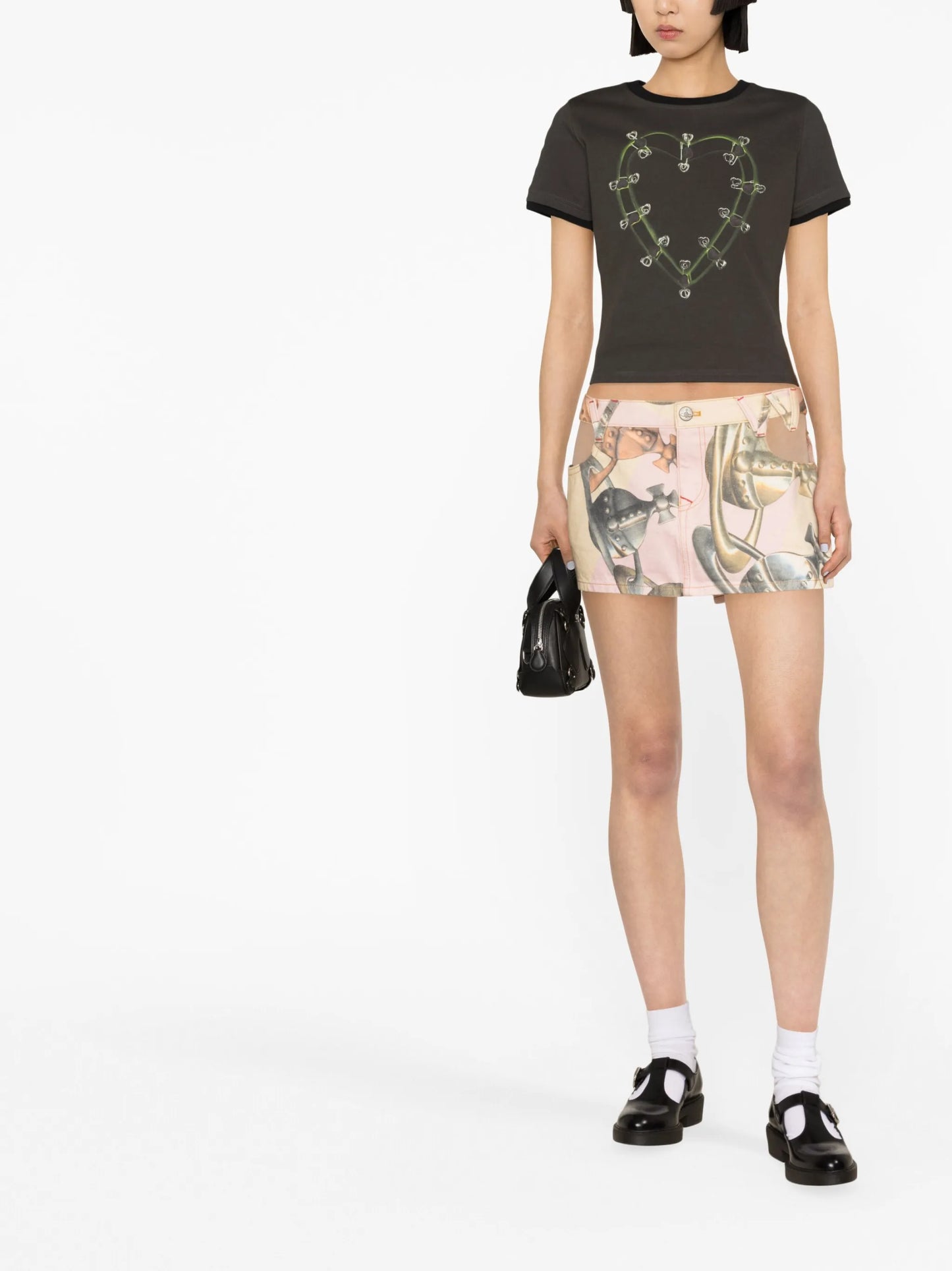 graphic-print asymmetric-hem skirt