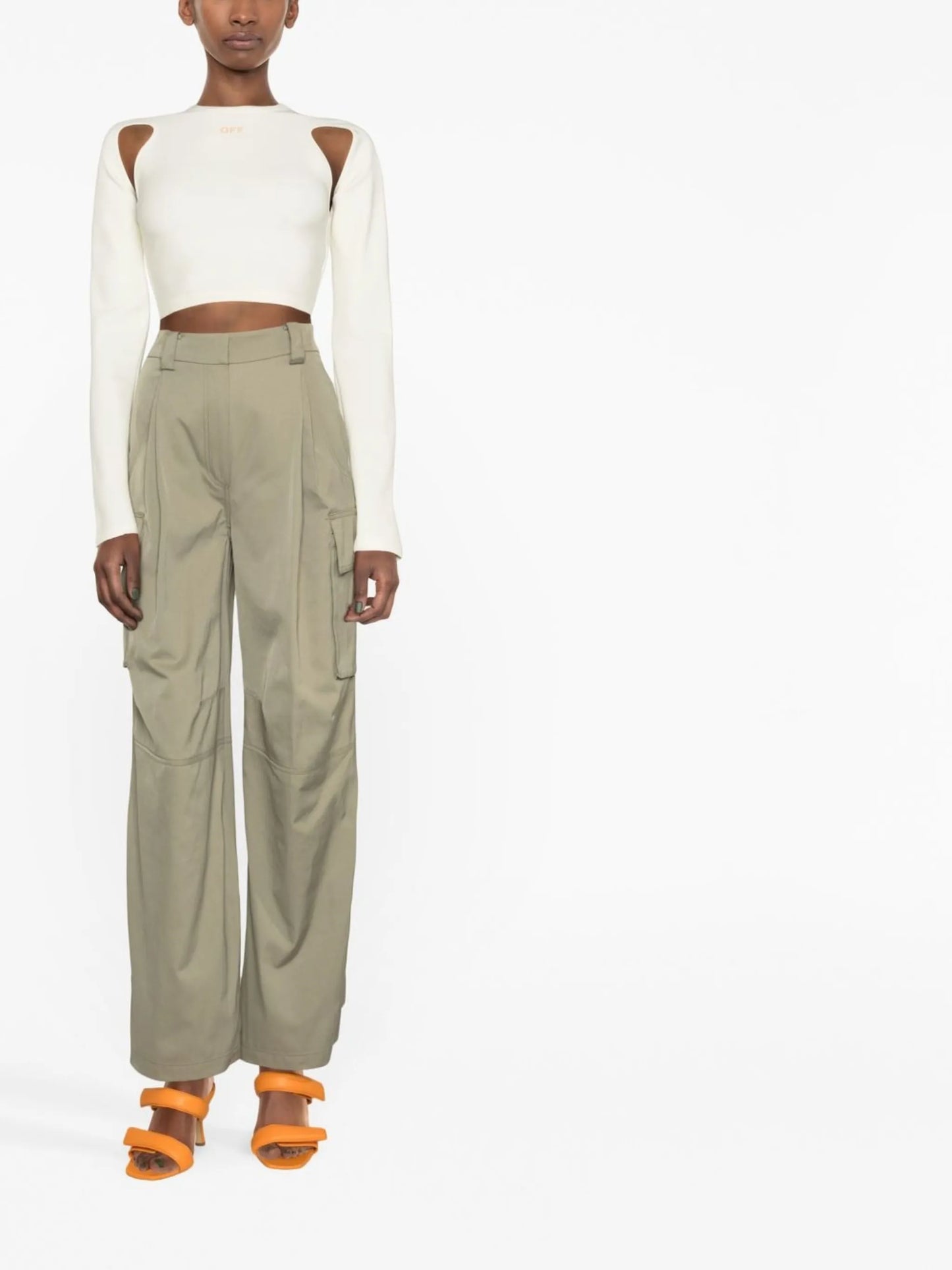 logo-print cut-out detail cropped top