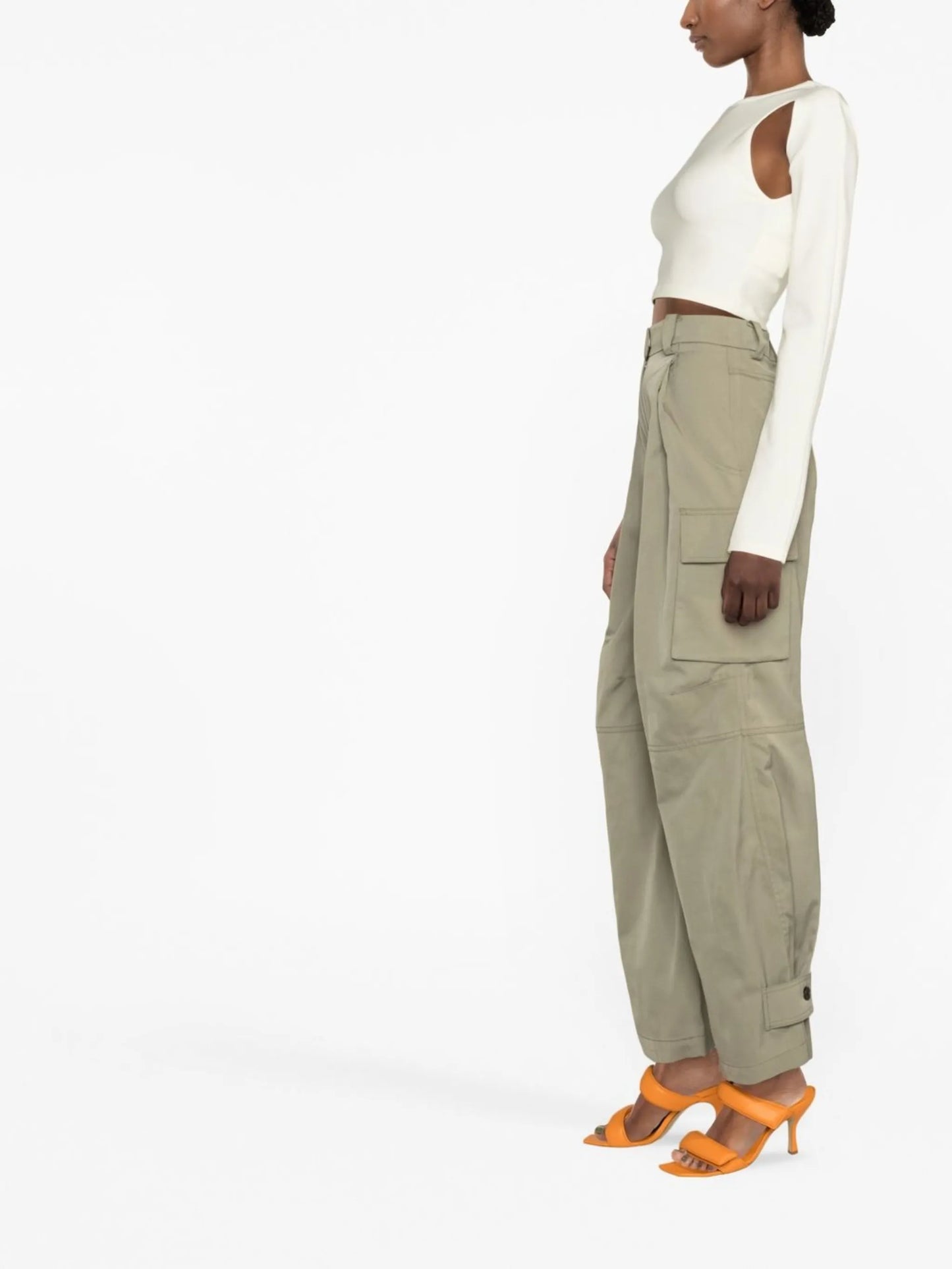 logo-print cut-out detail cropped top