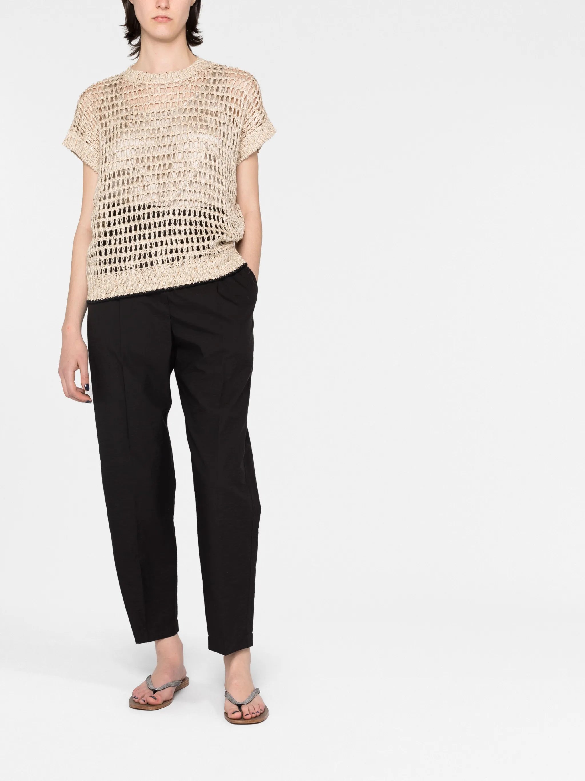 open-knit short-sleeve jumper