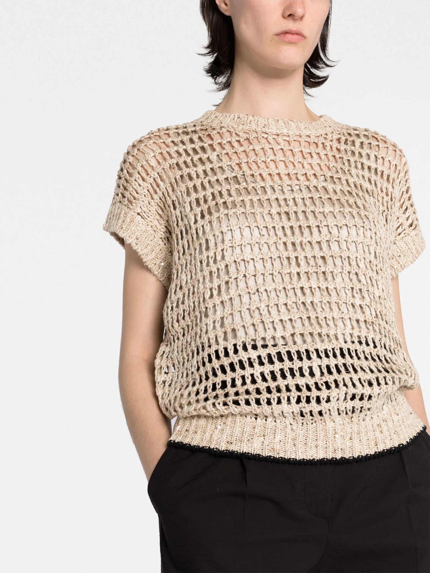 open-knit short-sleeve jumper