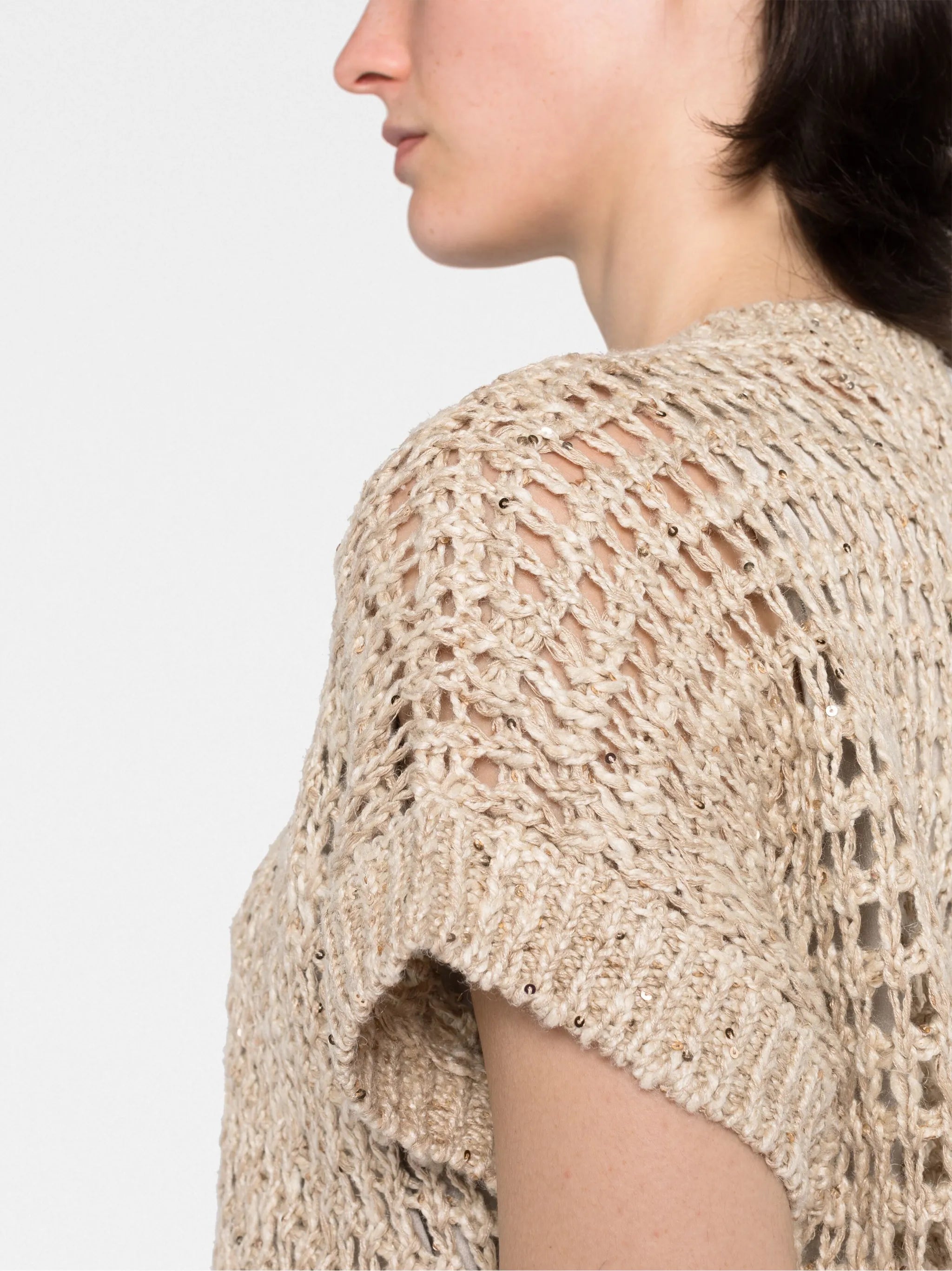 open-knit short-sleeve jumper