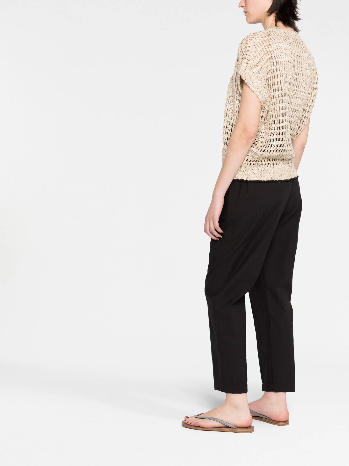 open-knit short-sleeve jumper
