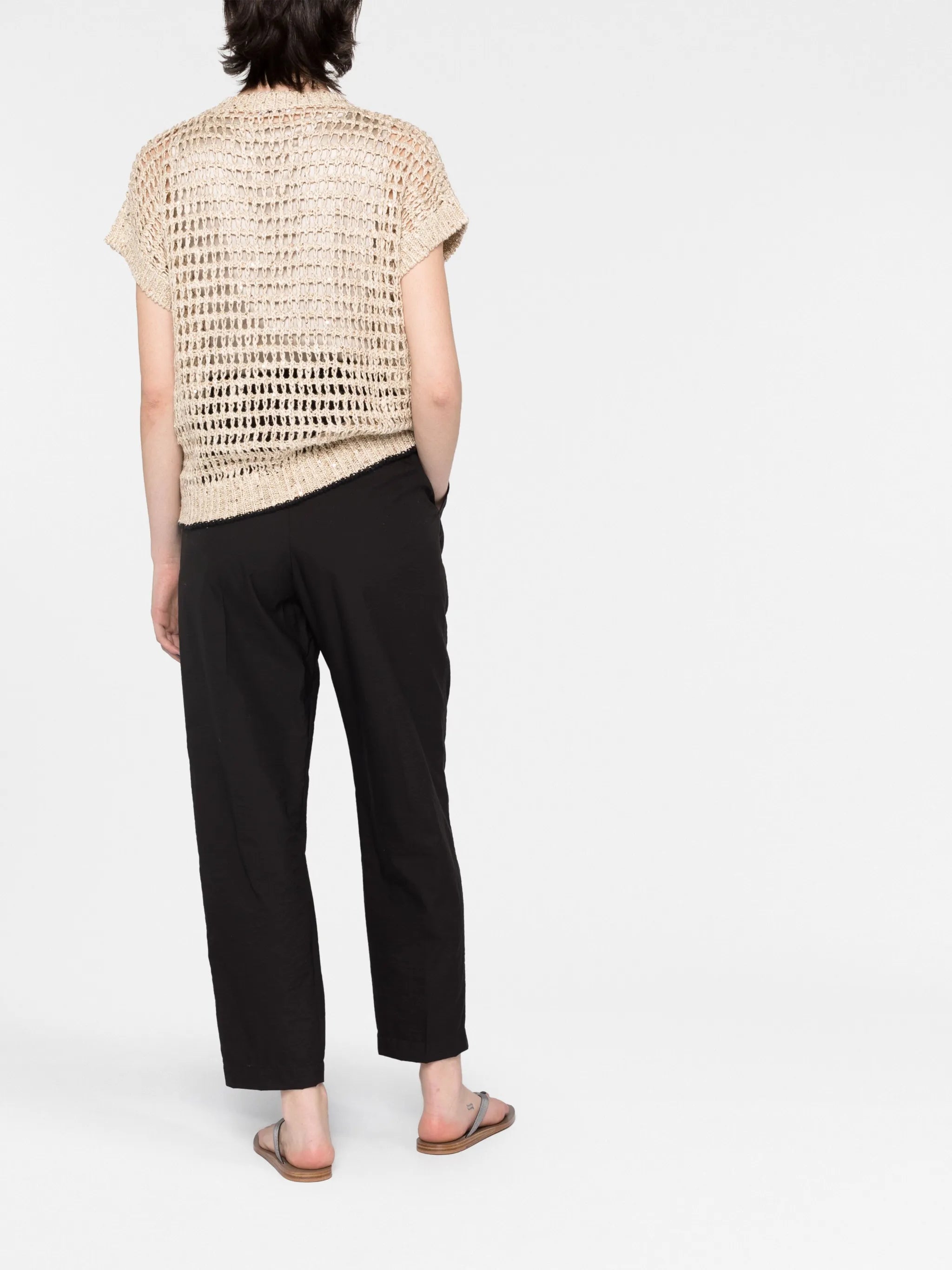 open-knit short-sleeve jumper