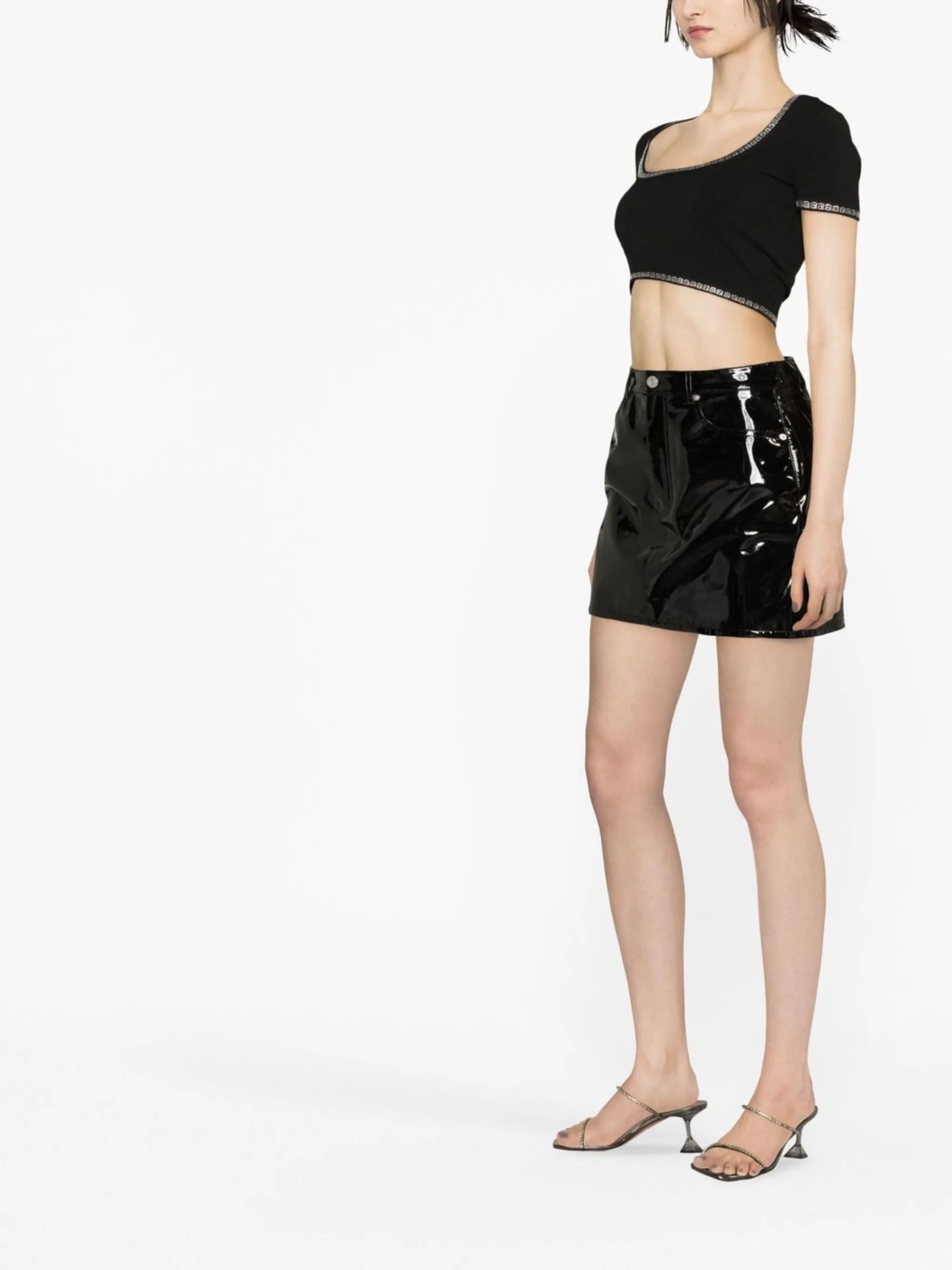 scoop-neck cropped T-shirt