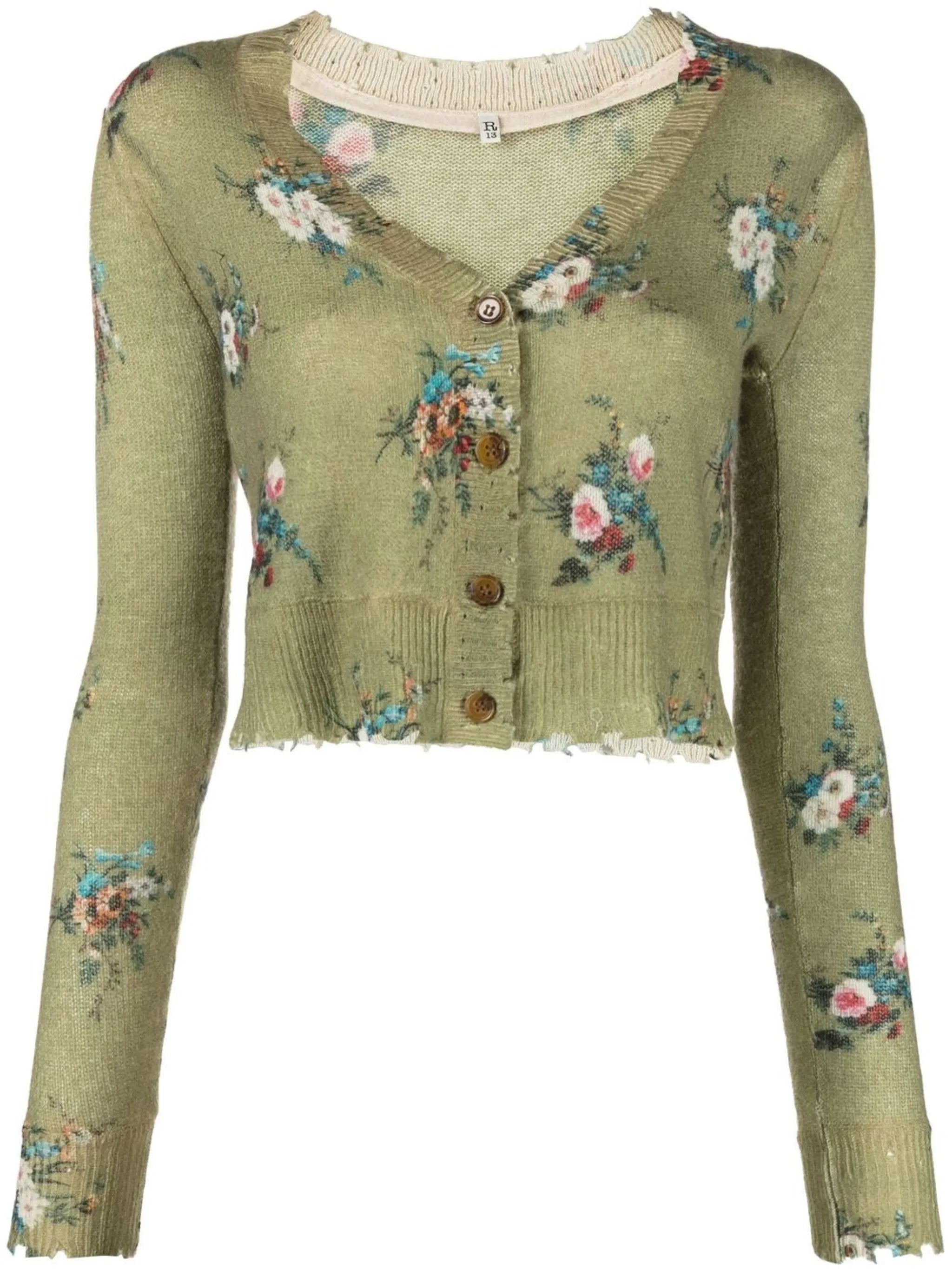 floral-print cashmere cardigan