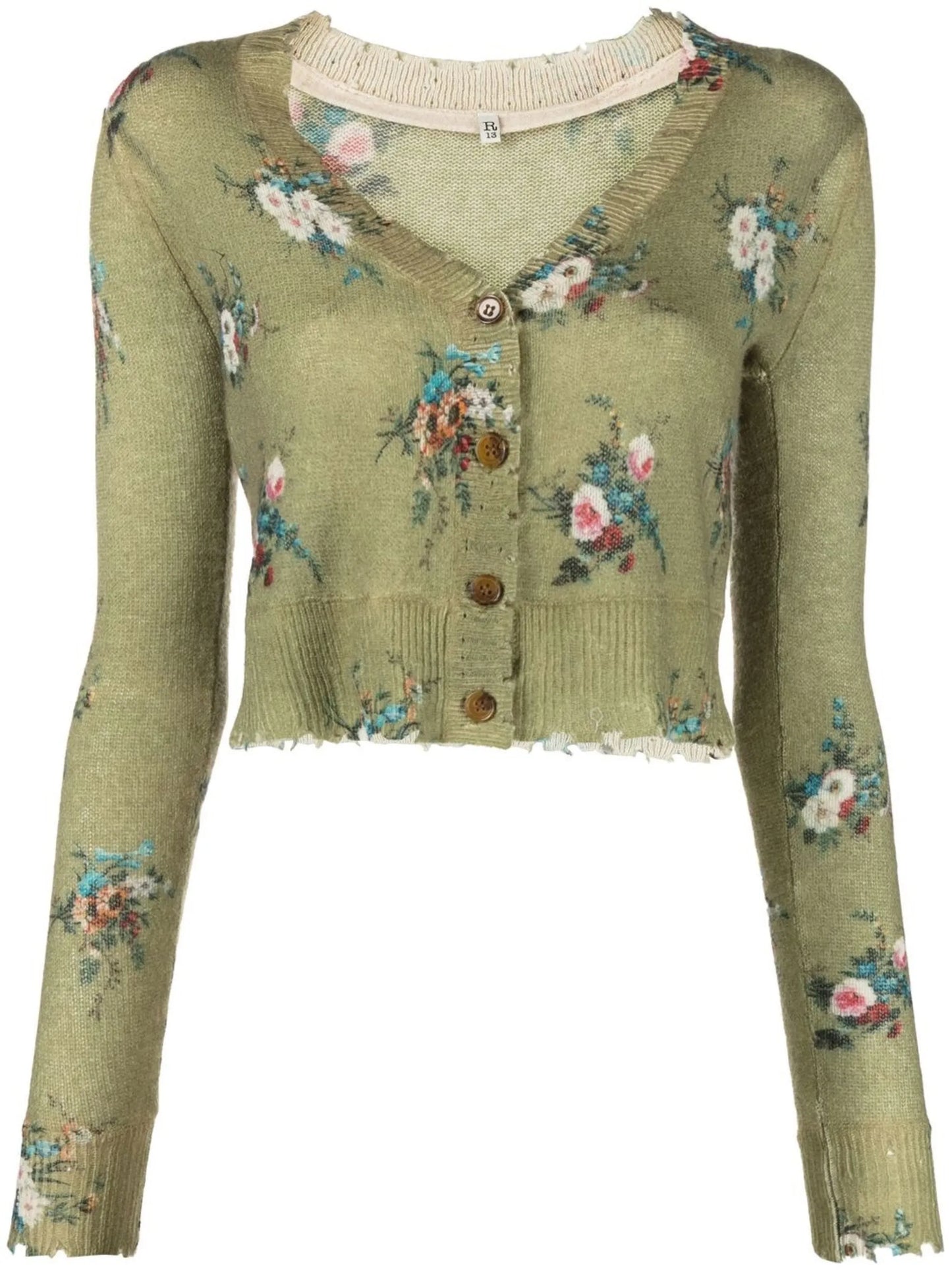 floral-print cashmere cardigan