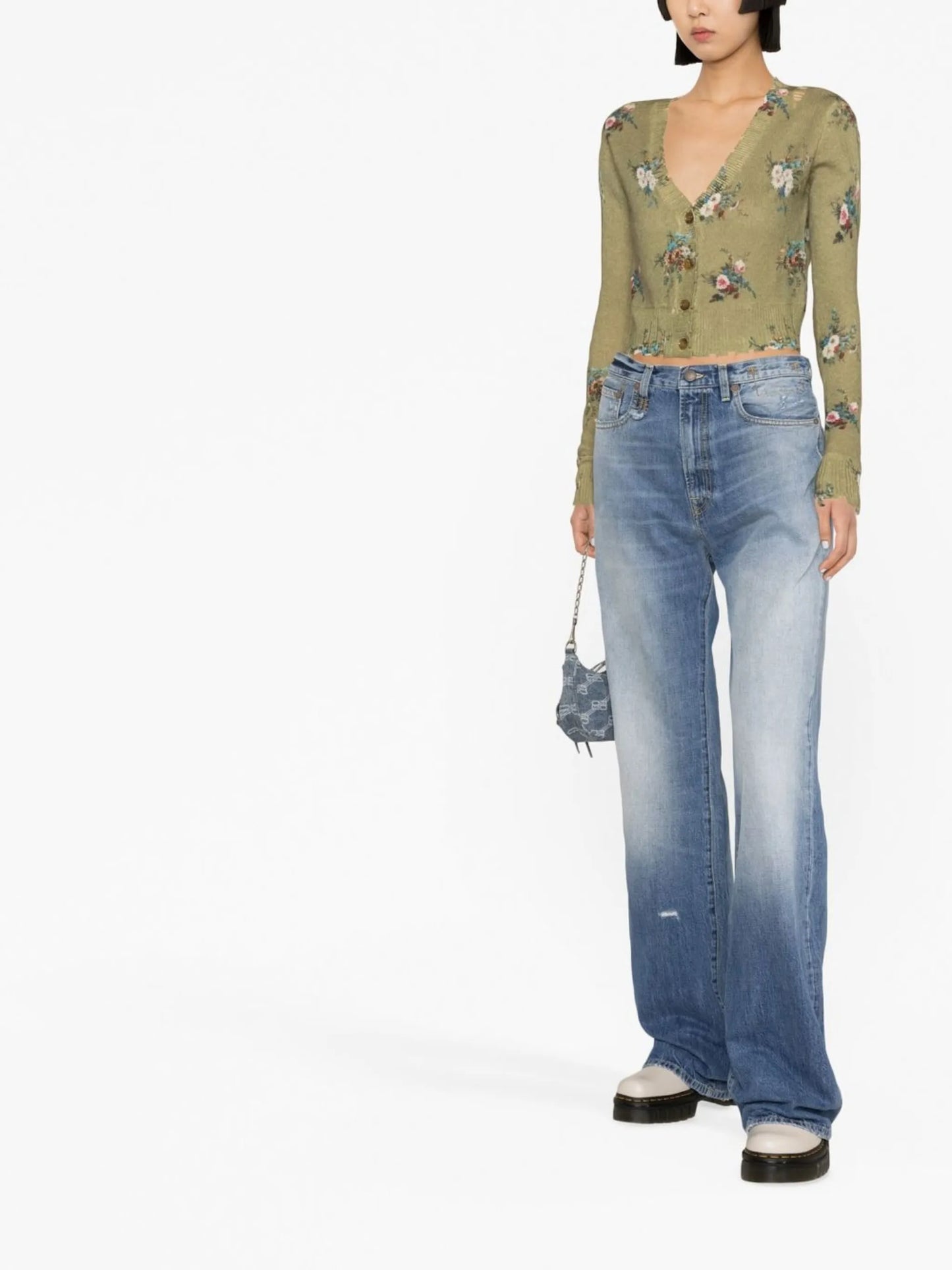 floral-print cashmere cardigan