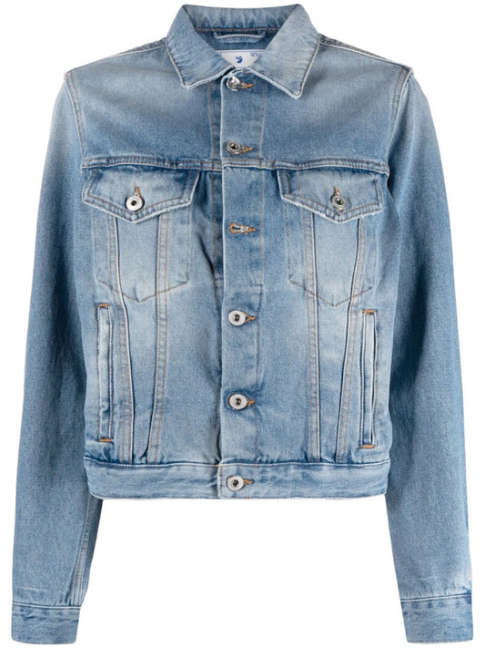 Corporate logo-patch denim jacket