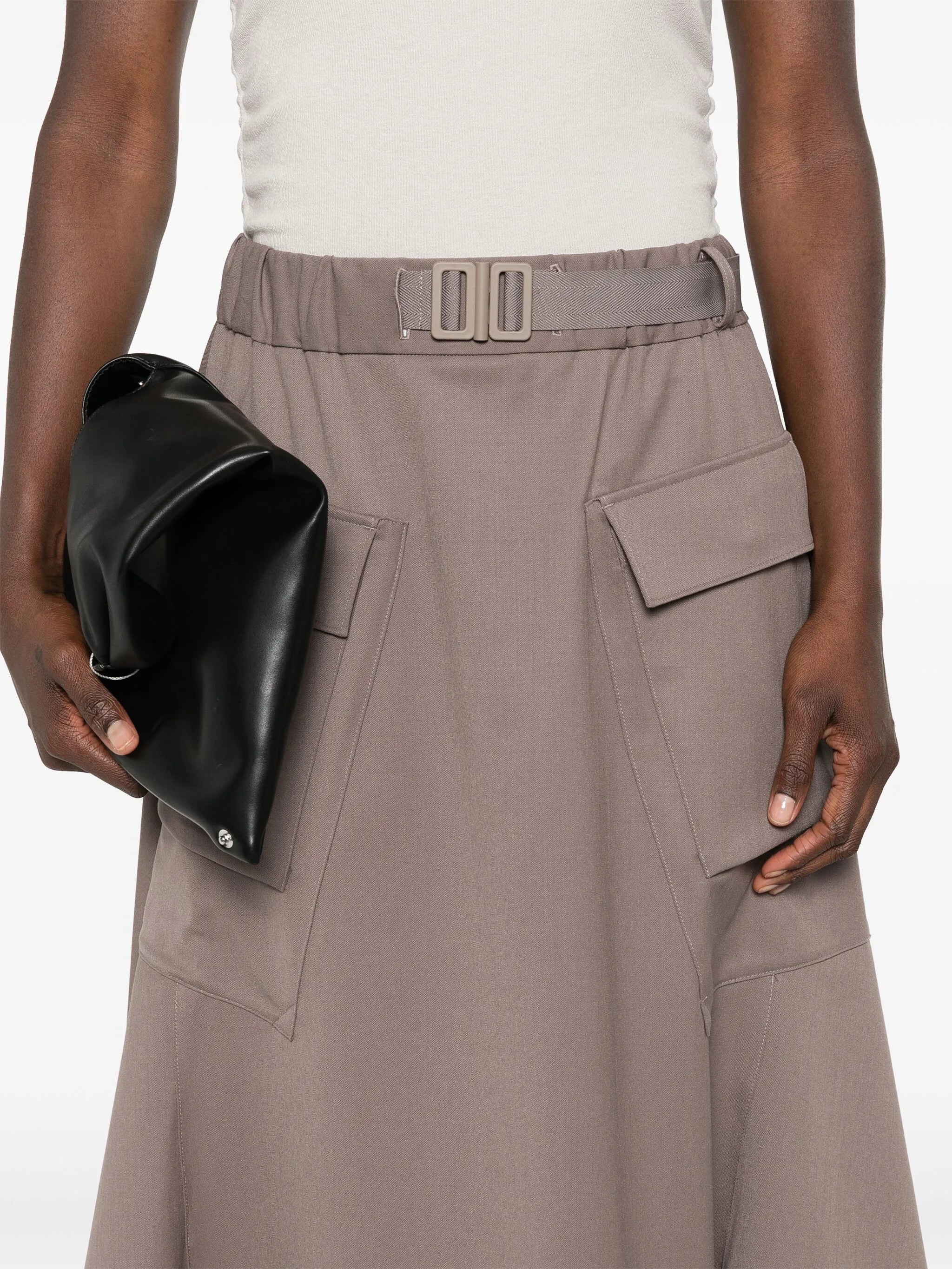 belted A-line skirt