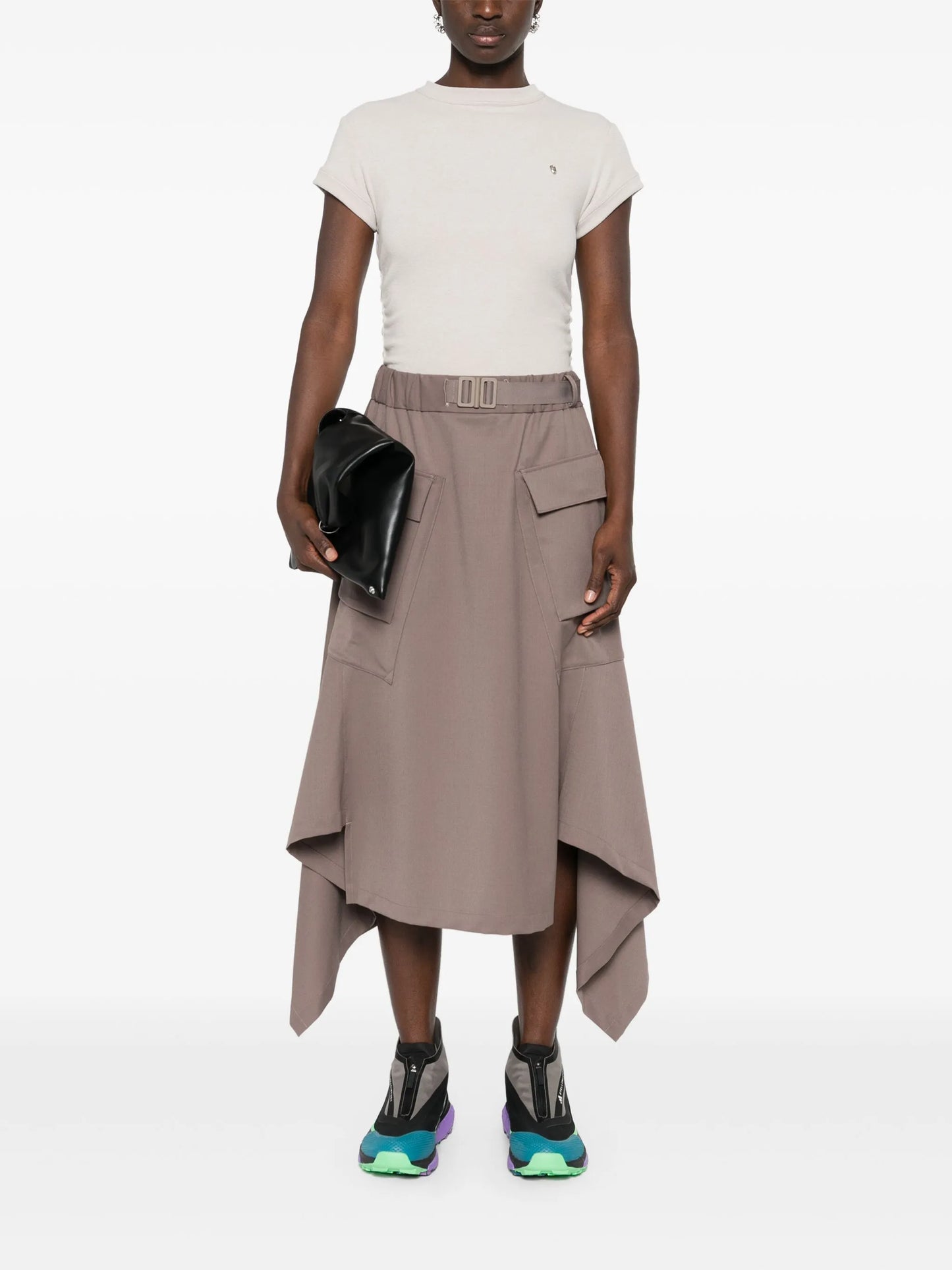 belted A-line skirt