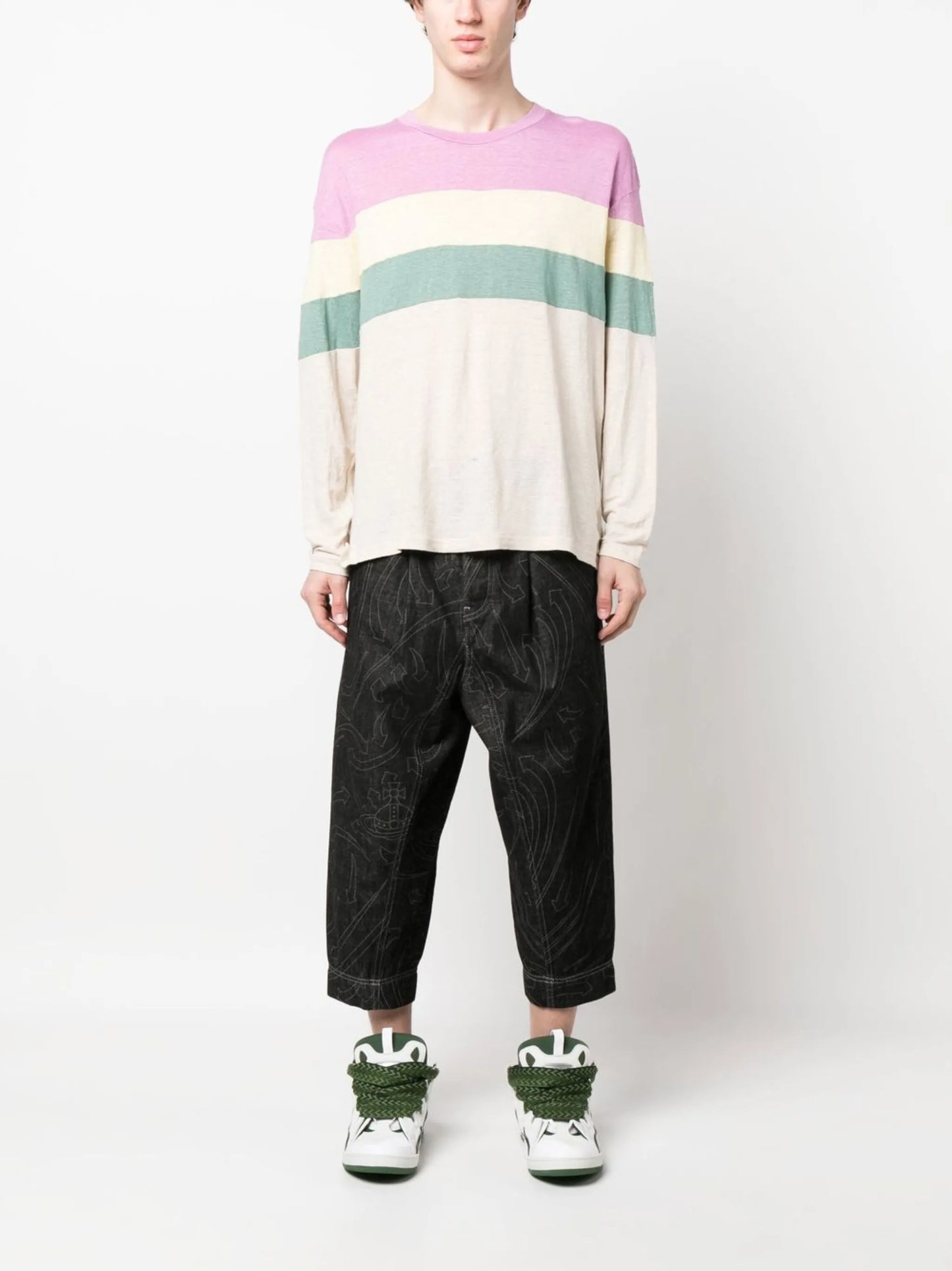 striped crew-neck jumper