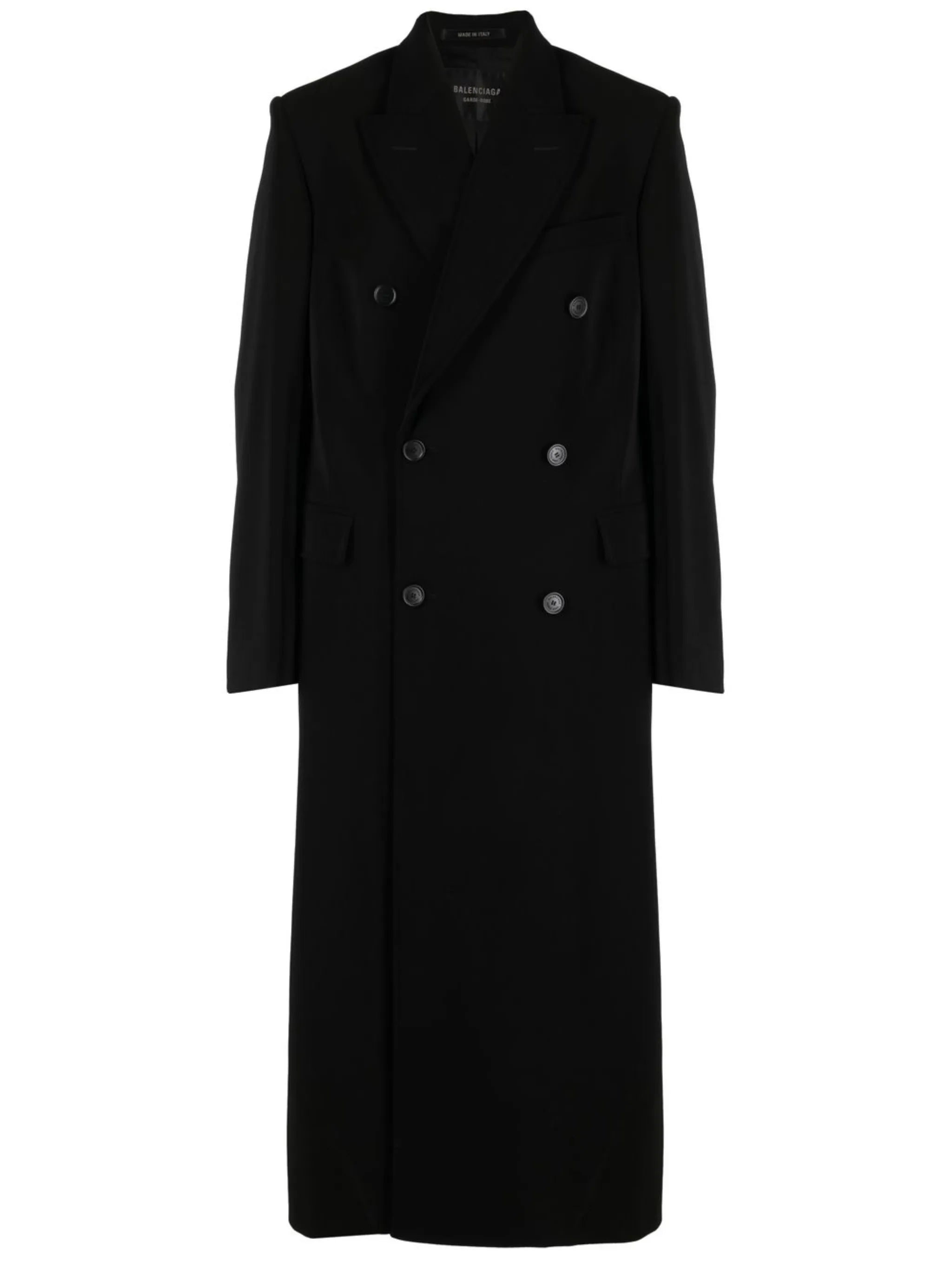 double-breasted peak-lapel coat