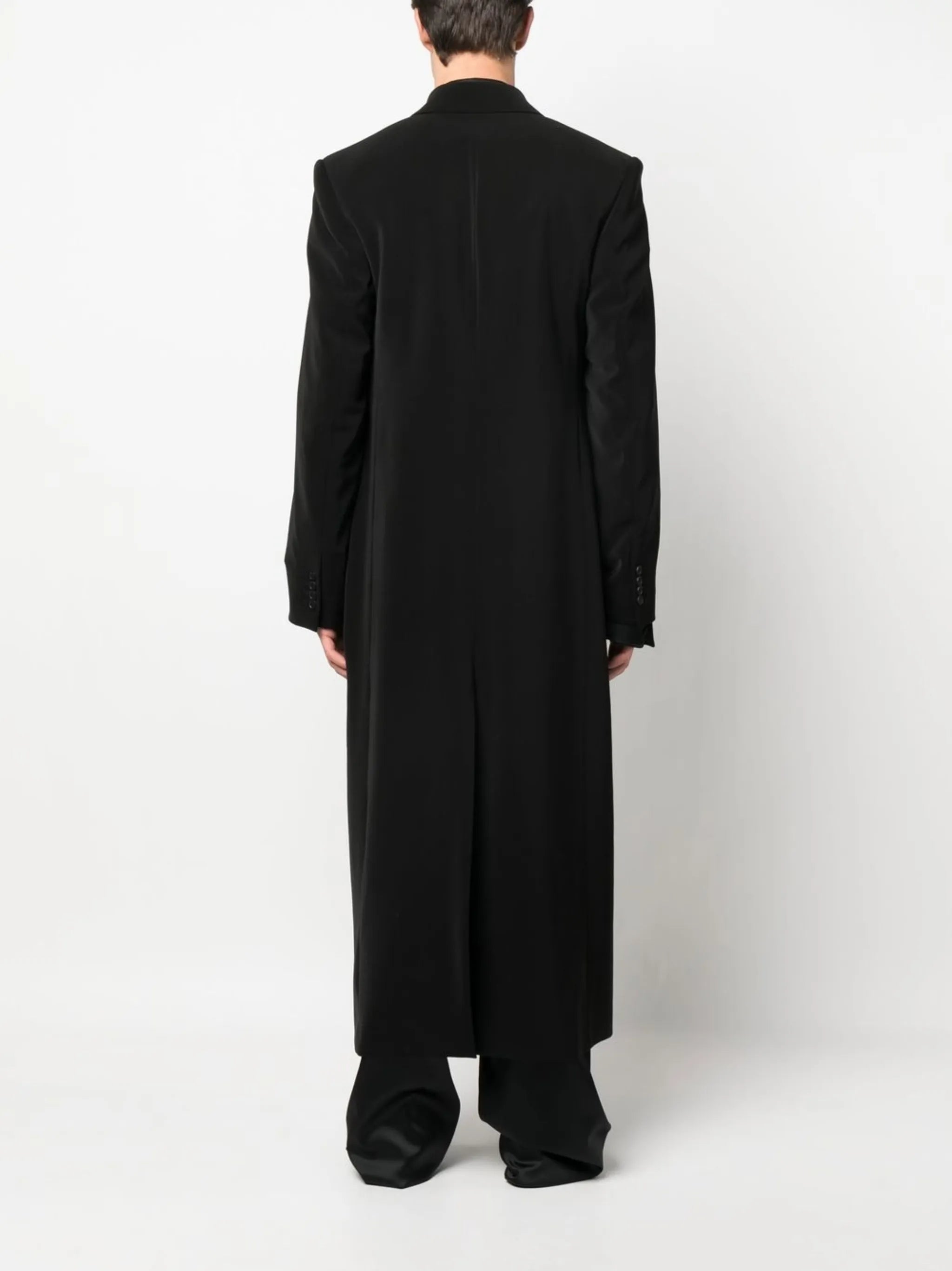 double-breasted peak-lapel coat