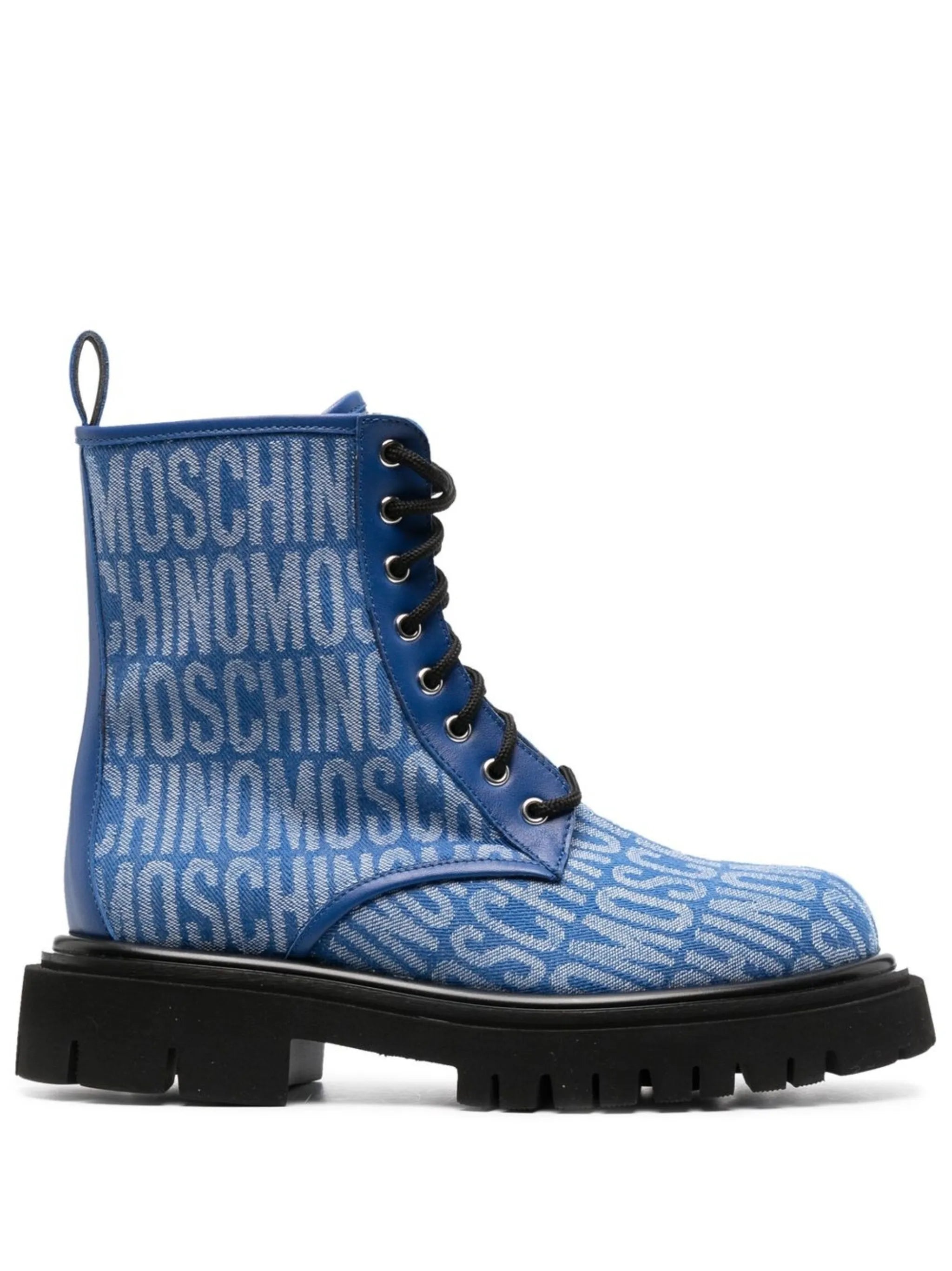 logo-jacquard lace-up boots