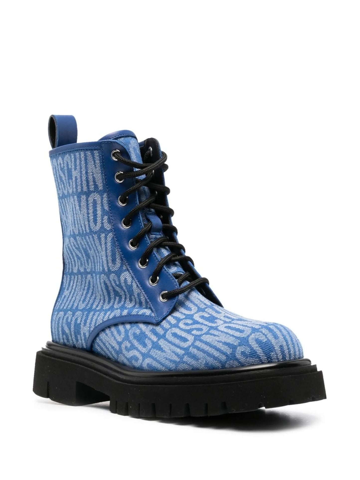 logo-jacquard lace-up boots